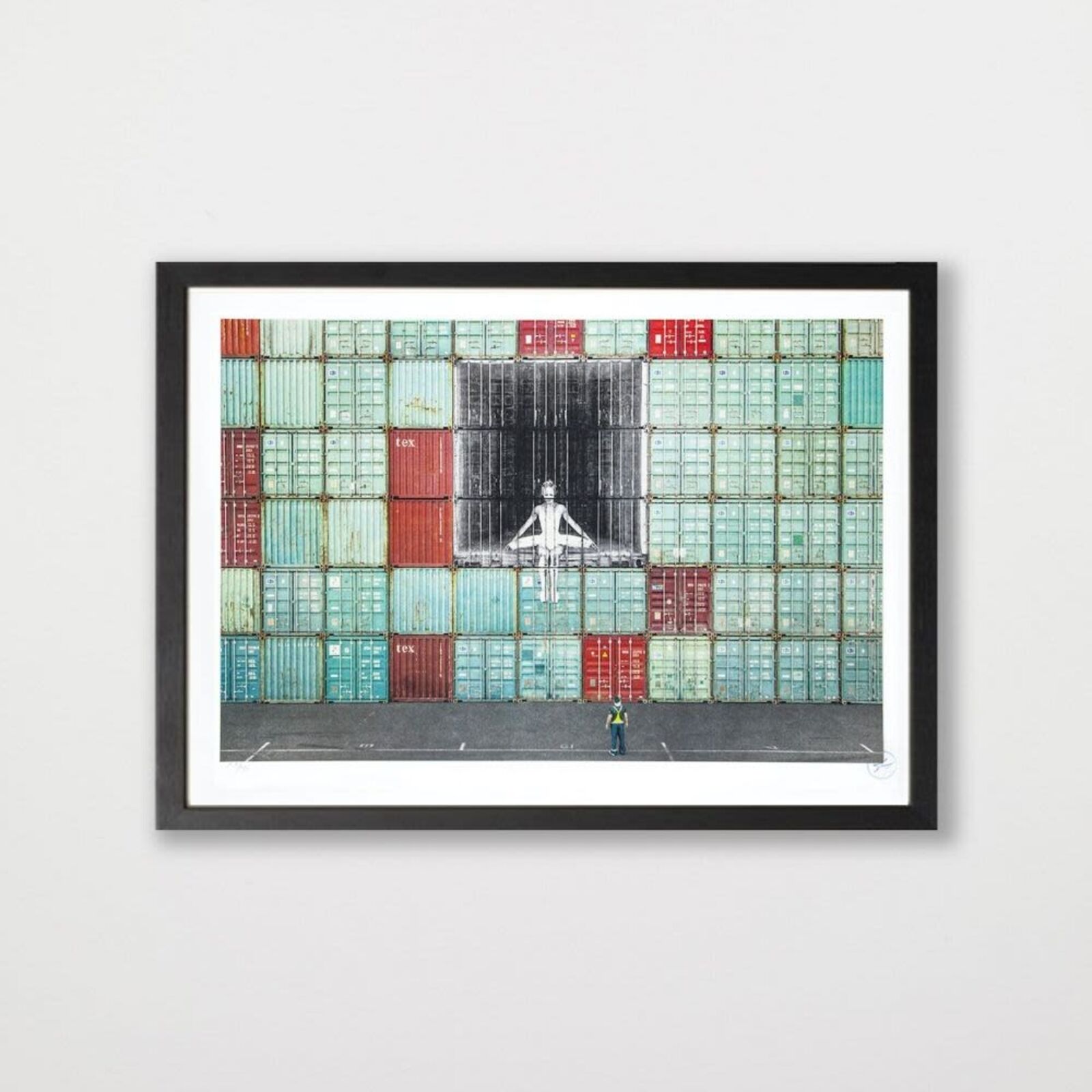 Artwork by JR, In the Container Wall, Le Havre, France, 2014-2020, Made of 20 colors lithograph on white paper BFK Rives - 300 grams 