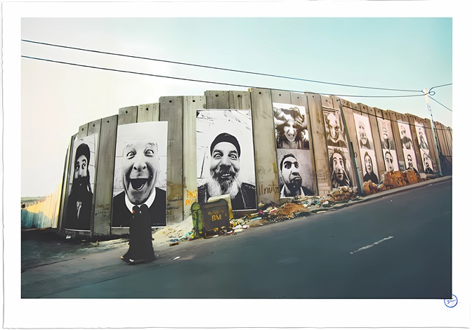 28 Millimètres, Face 2 Face, Separation Wall, Security fence, Palestinian side, Bethlehem, 2007 by JR, 2021