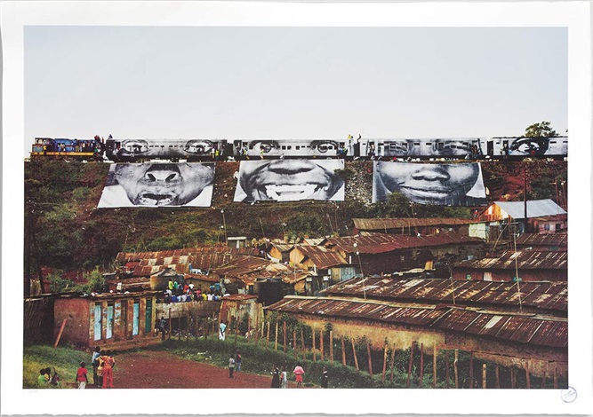 Action in Kibera Slum, Train Passage 1 , Kenya, 2009 by JR, 2010