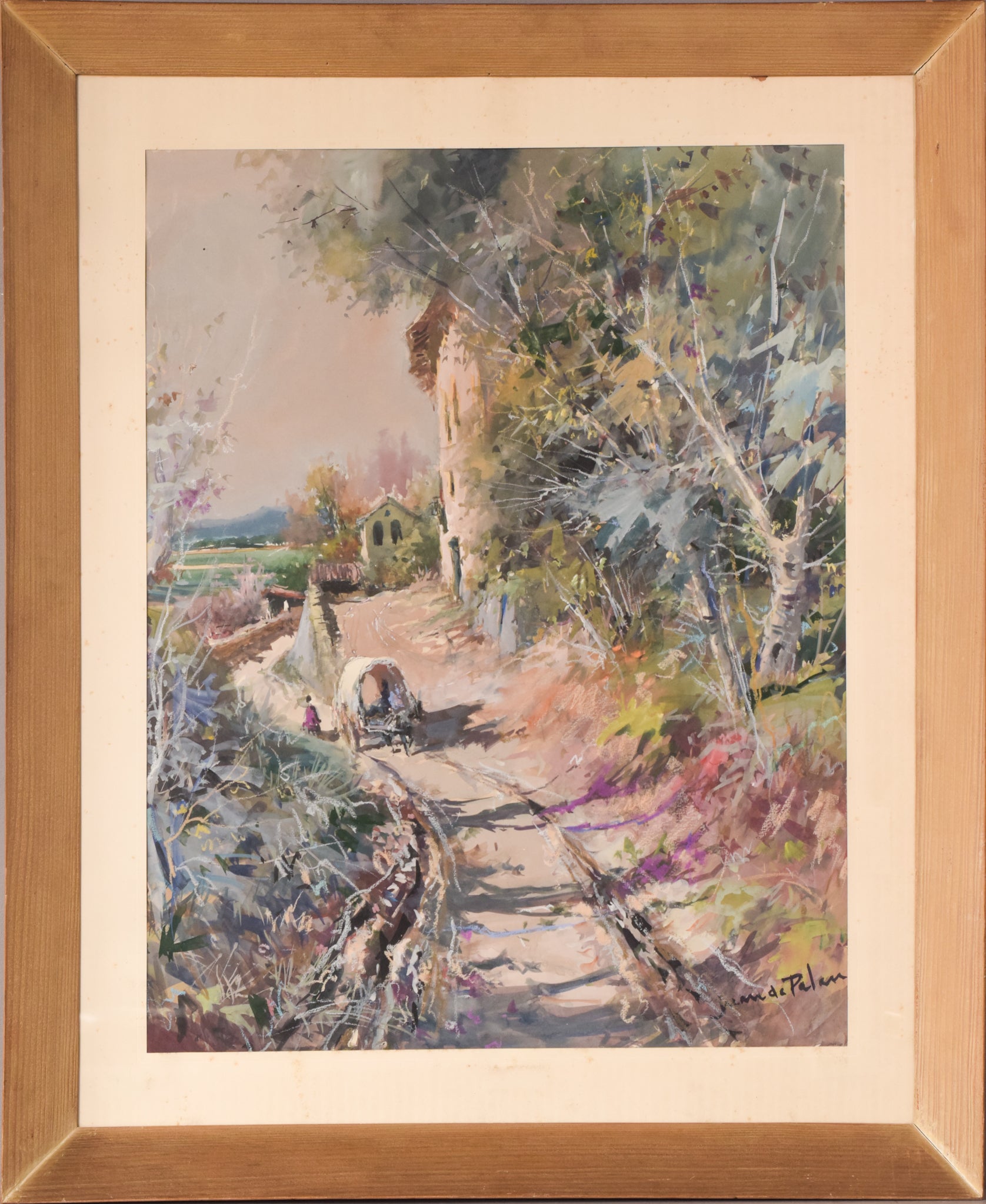 Artwork by Joan de Palau i Buxó, Large Watercolour Landscape with Cart, Made of Watercolour on paper 