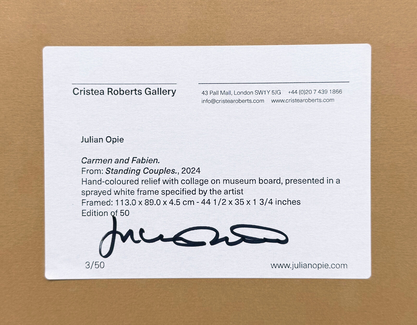 Artwork by Julian Opie, Carmen and Fabien (from Standing Couples), Made of Hand colored relief with collage 