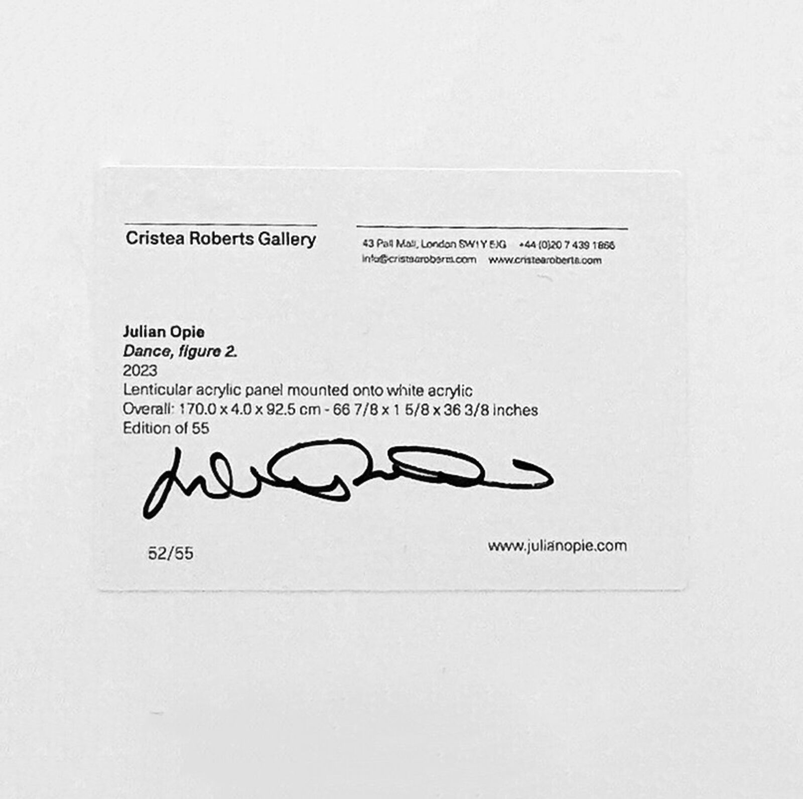 Artwork by Julian Opie, Dance, Figure 2 , Made of Lenticular acrylic panel mounted to white acrylic 