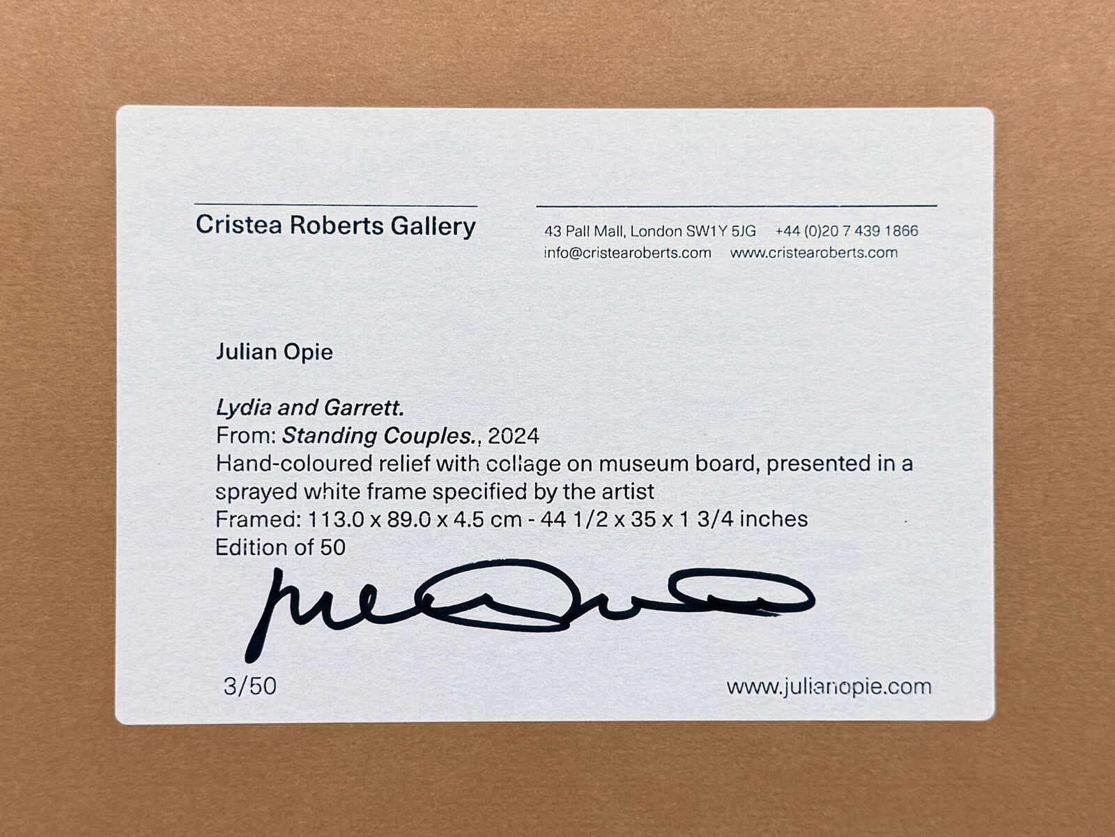 Artwork by Julian Opie, Lydia and Garrett (from Standing Couples), Made of Hand colored relief with collage 