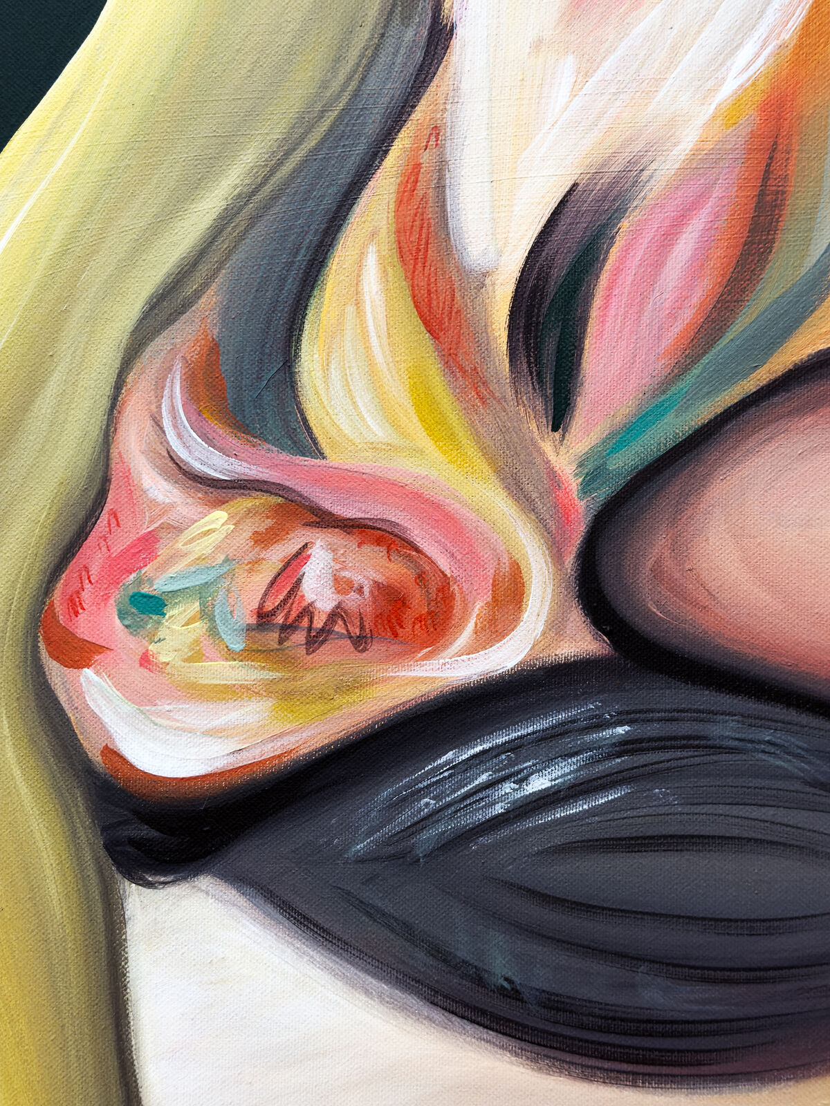 A painting of a nude woman sitting on a chair.