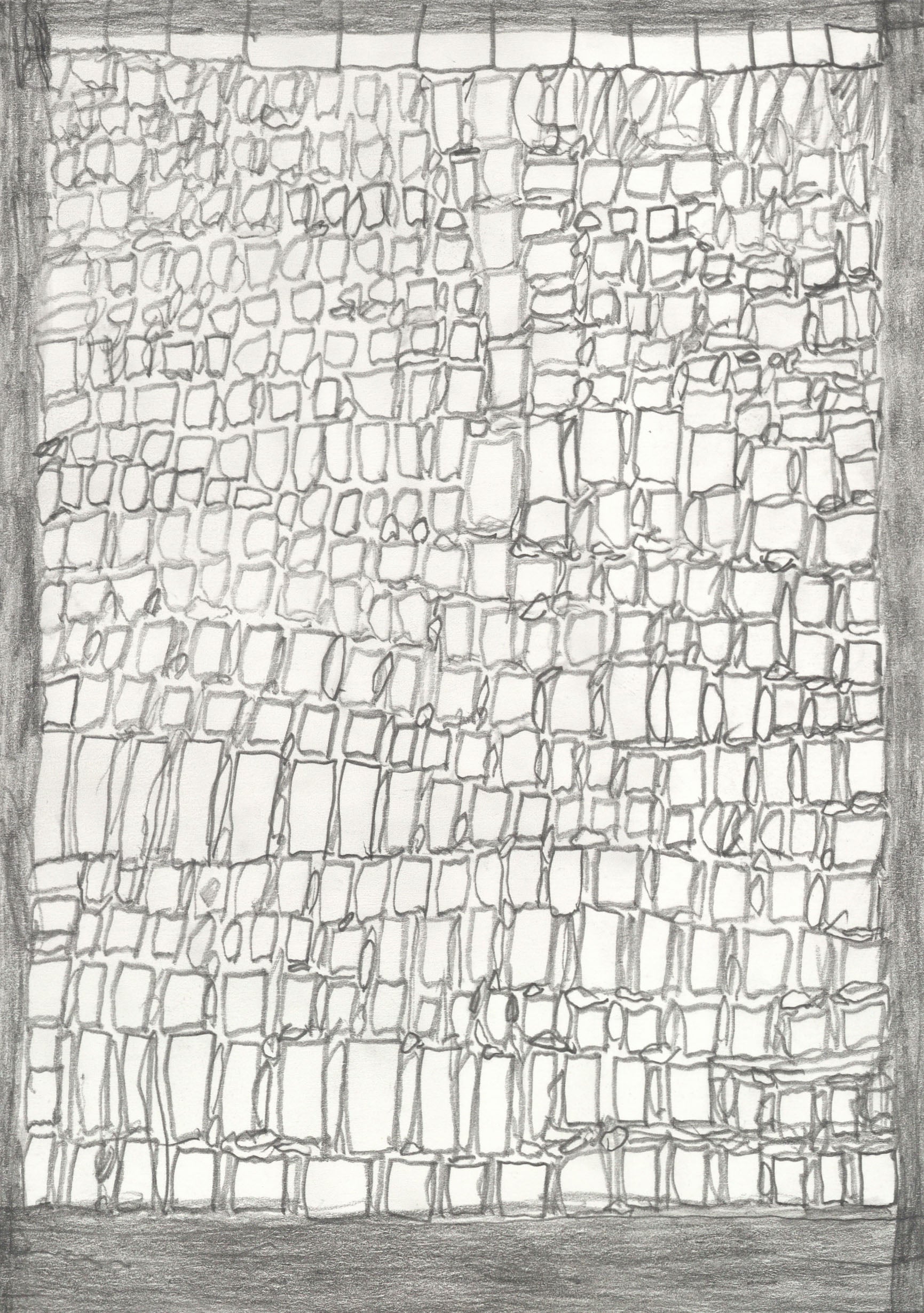 A drawing of a window with a grid of squares on it.