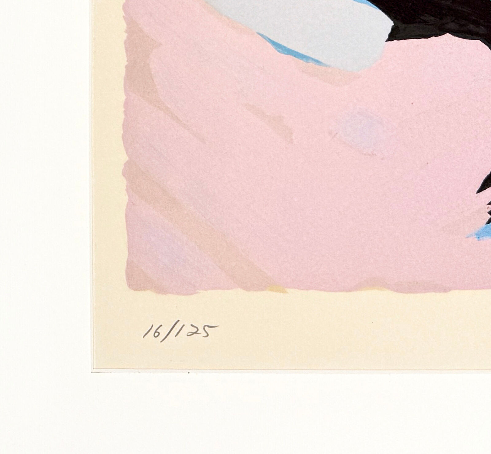 A painting of a colorful abstract painting on a pink background.