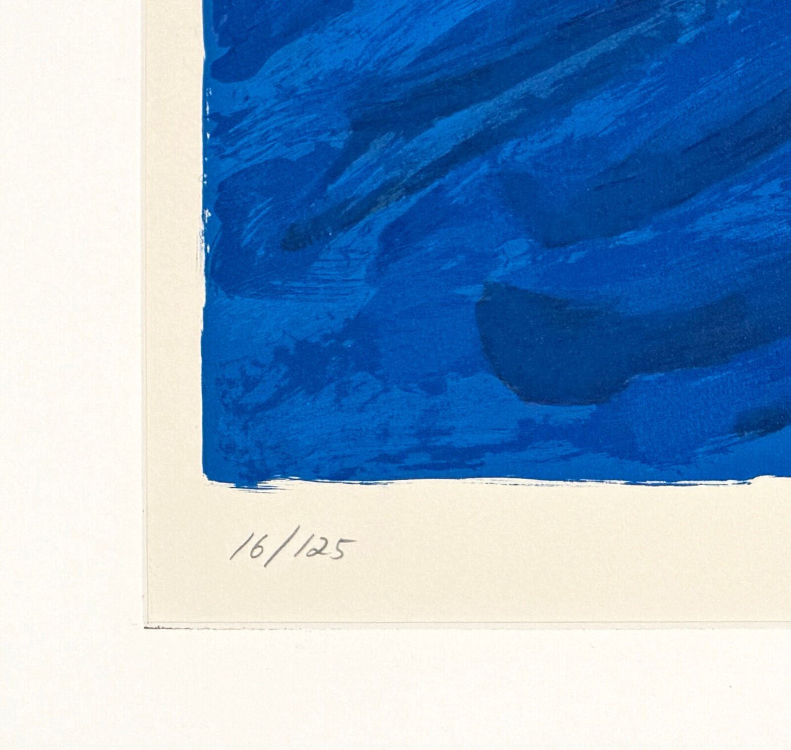 A painting of a colorful abstract painting on a blue background.