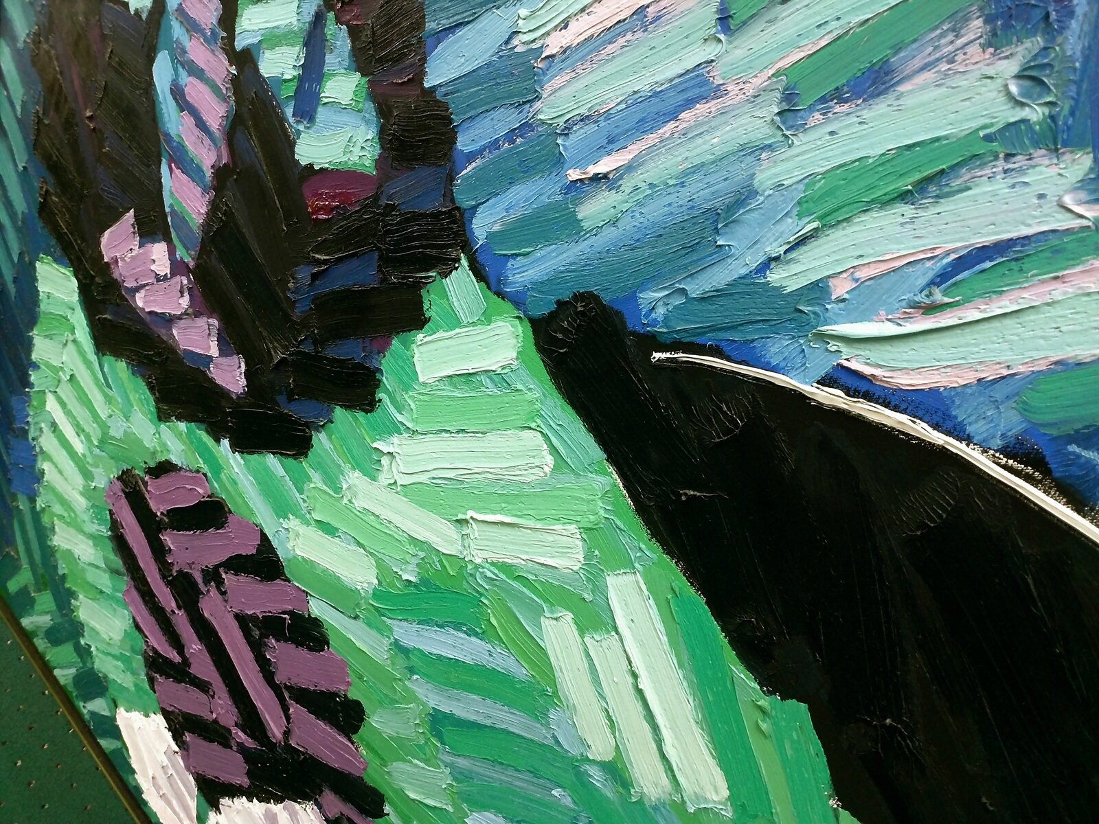 Artwork by Karel Appel, The Green Cat, Made of Oil On Canvas 