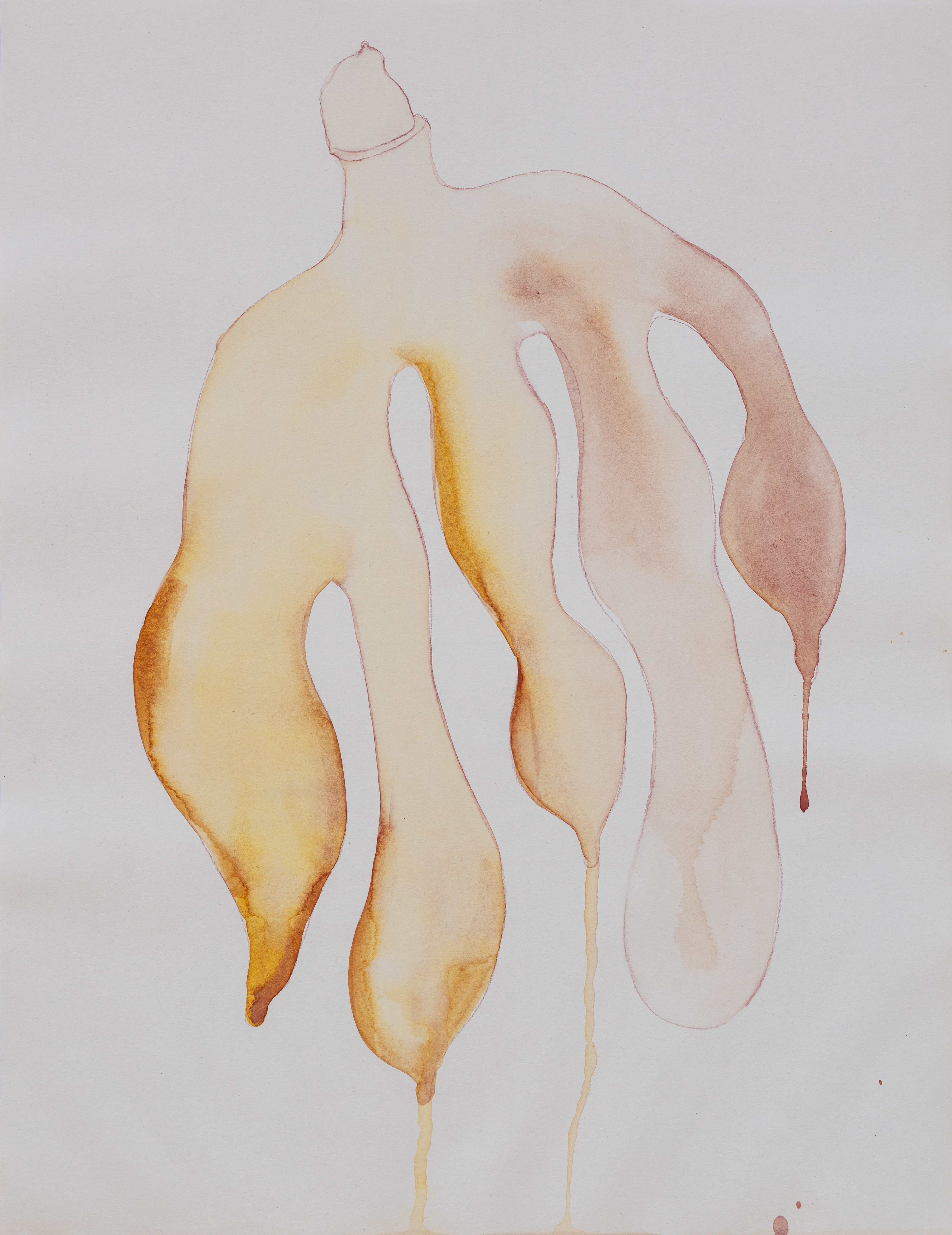 A watercolor painting of a mannequin with dripping paint on it.