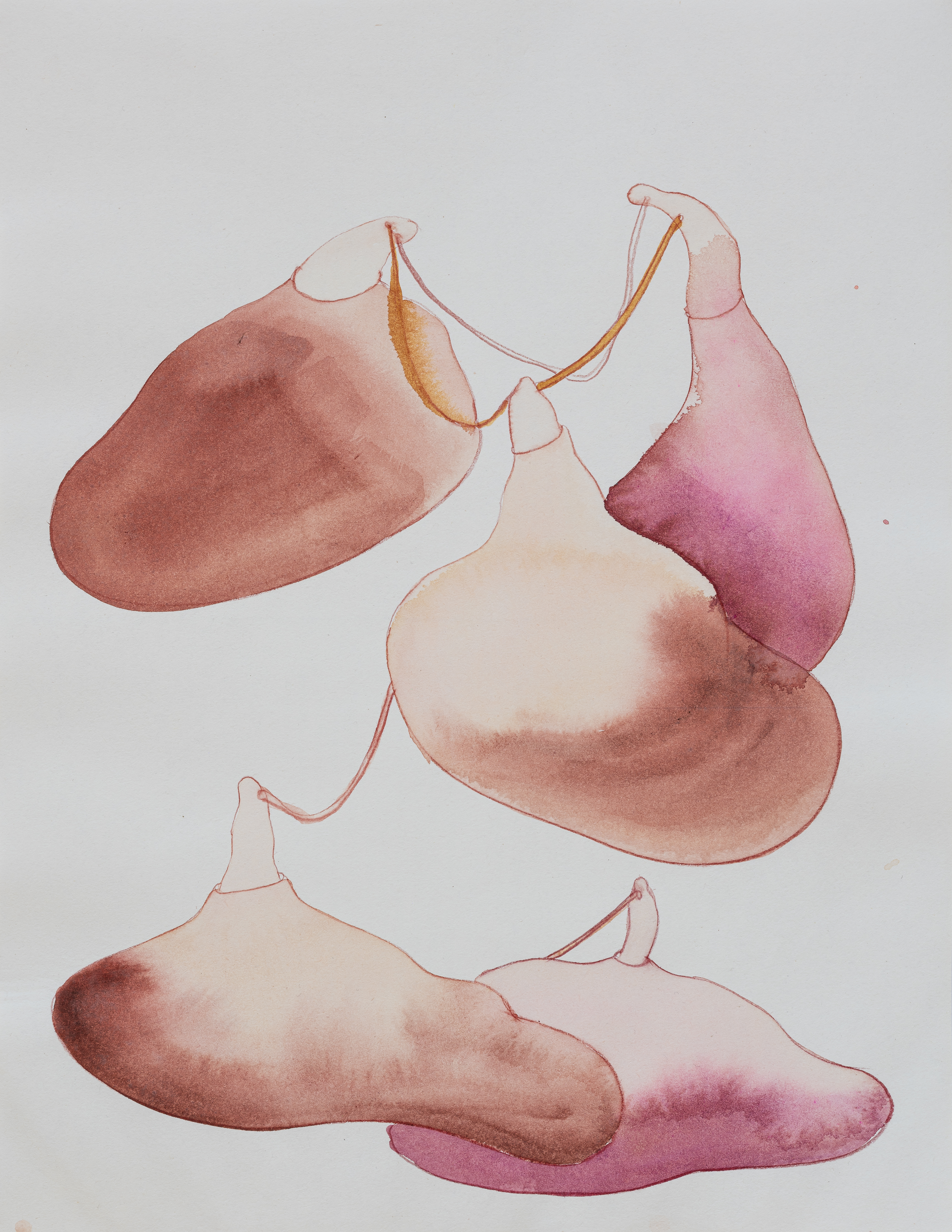 A watercolor painting of three pears on a white background.