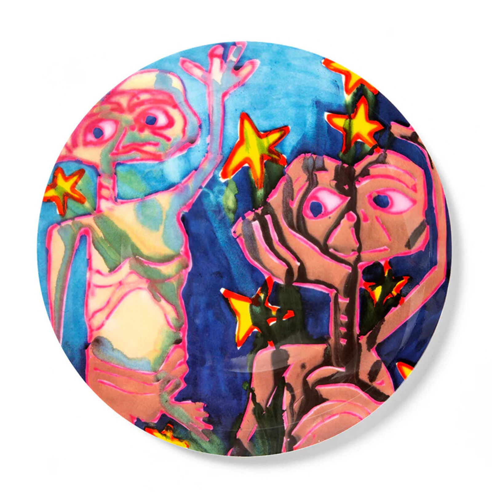 A painting of a man and a woman with stars on their heads.