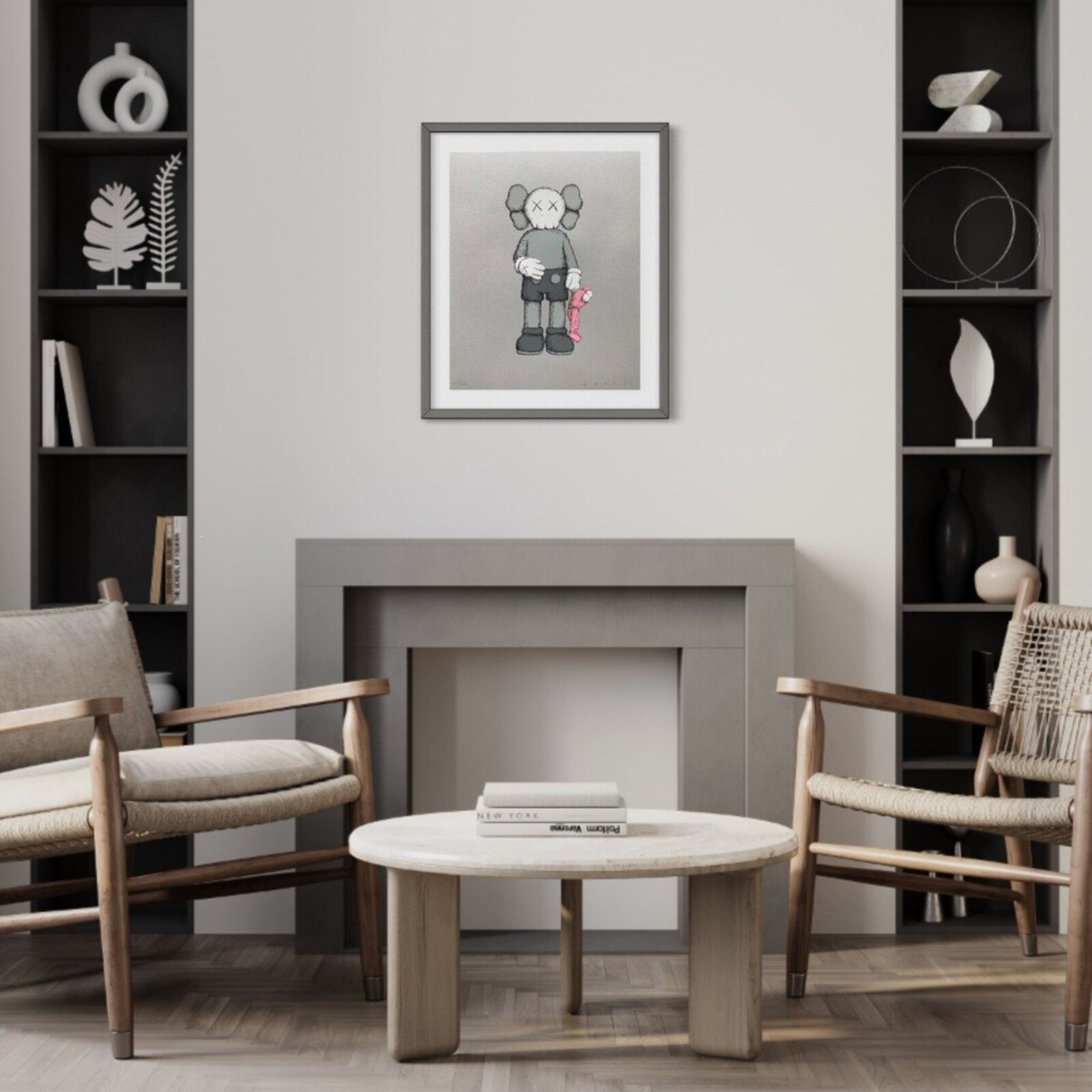 Artwork by KAWS, Share, Made of Screenprint on Stonhenge grey paper 