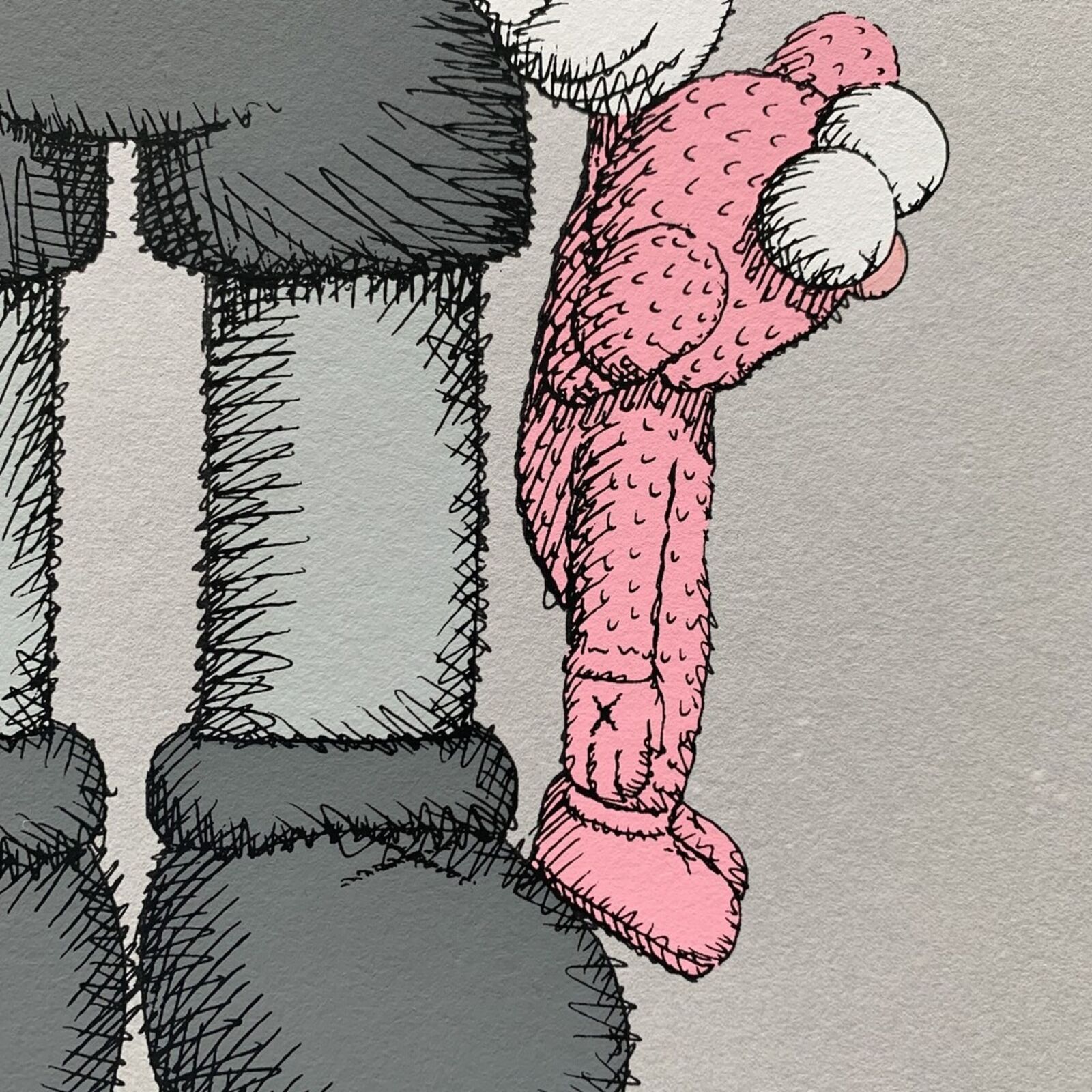 Artwork by KAWS, Share, Made of Screenprint on Stonhenge grey paper 