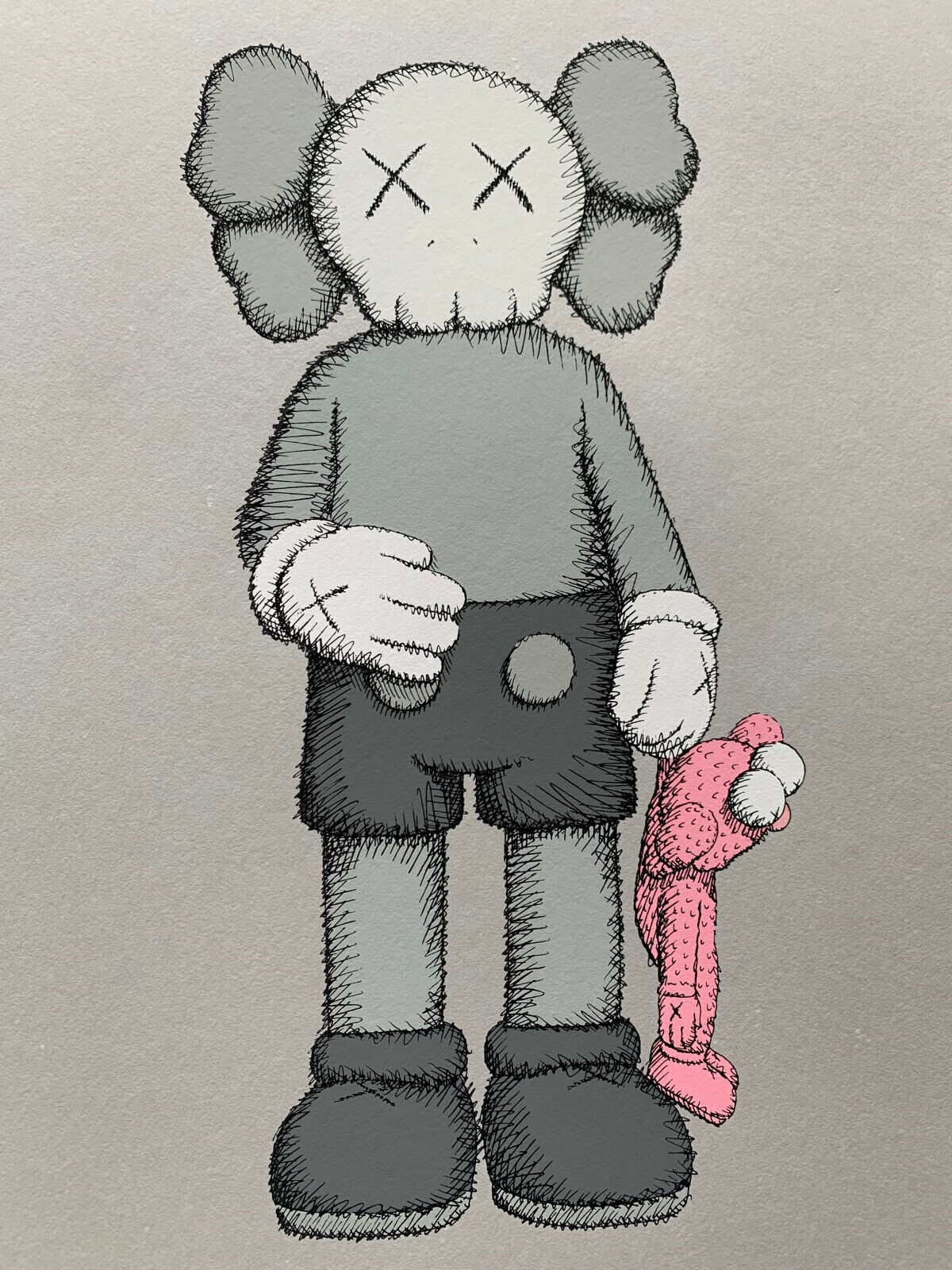 Artwork by KAWS, Share, Made of Screenprint on Stonhenge grey paper 