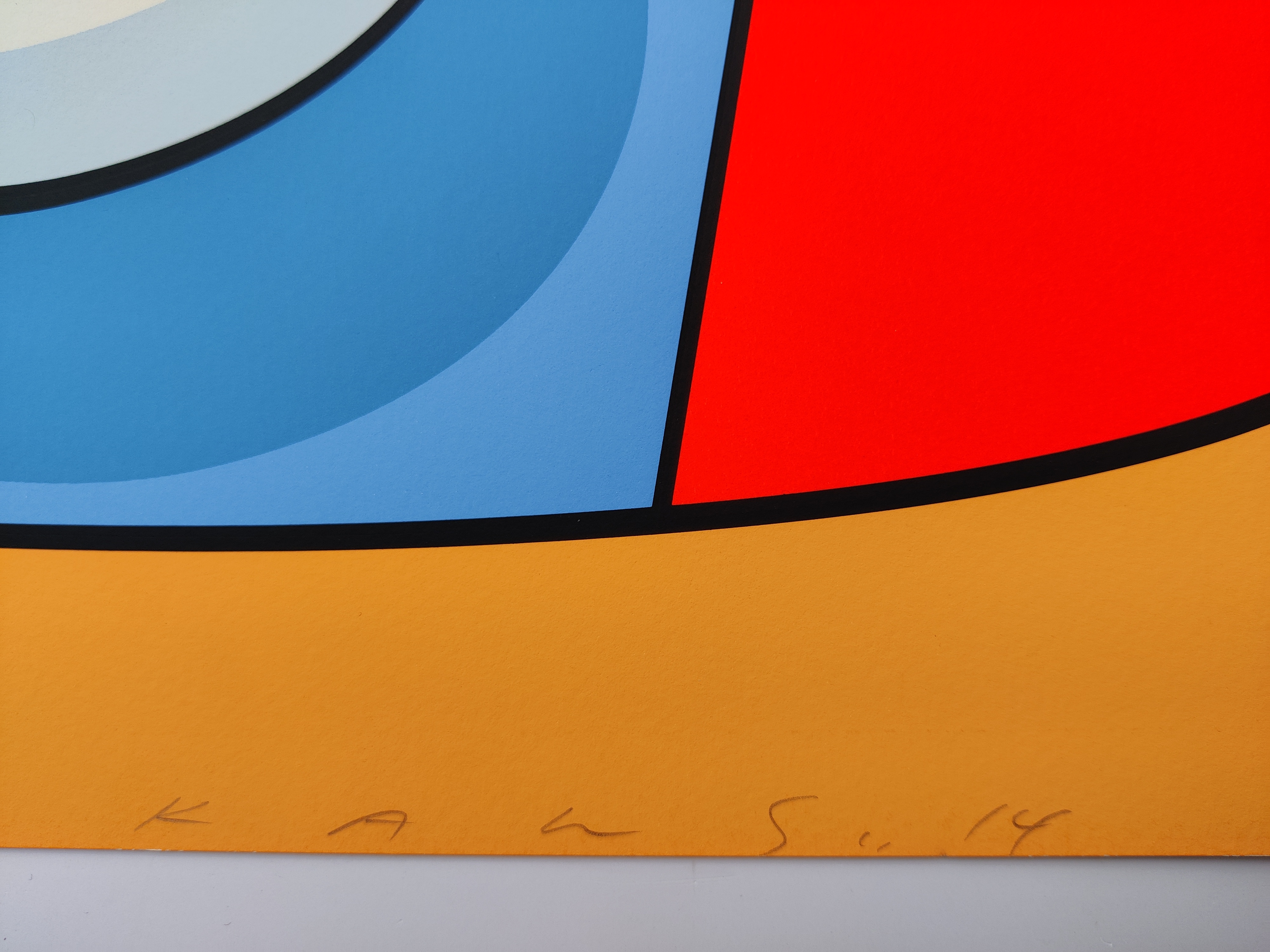 A painting of a colorful abstract painting on a white background.