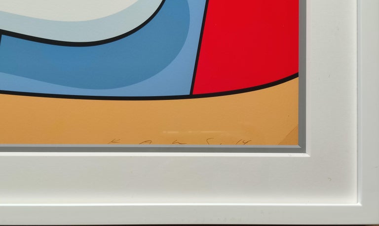 A painting of a colorful abstract painting on a white background.