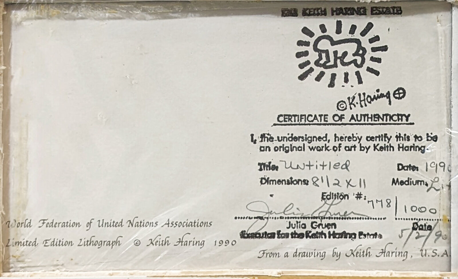 Artwork by Keith Haring, FIGHT AIDS WORLDWIDE, Made of Lithograph 