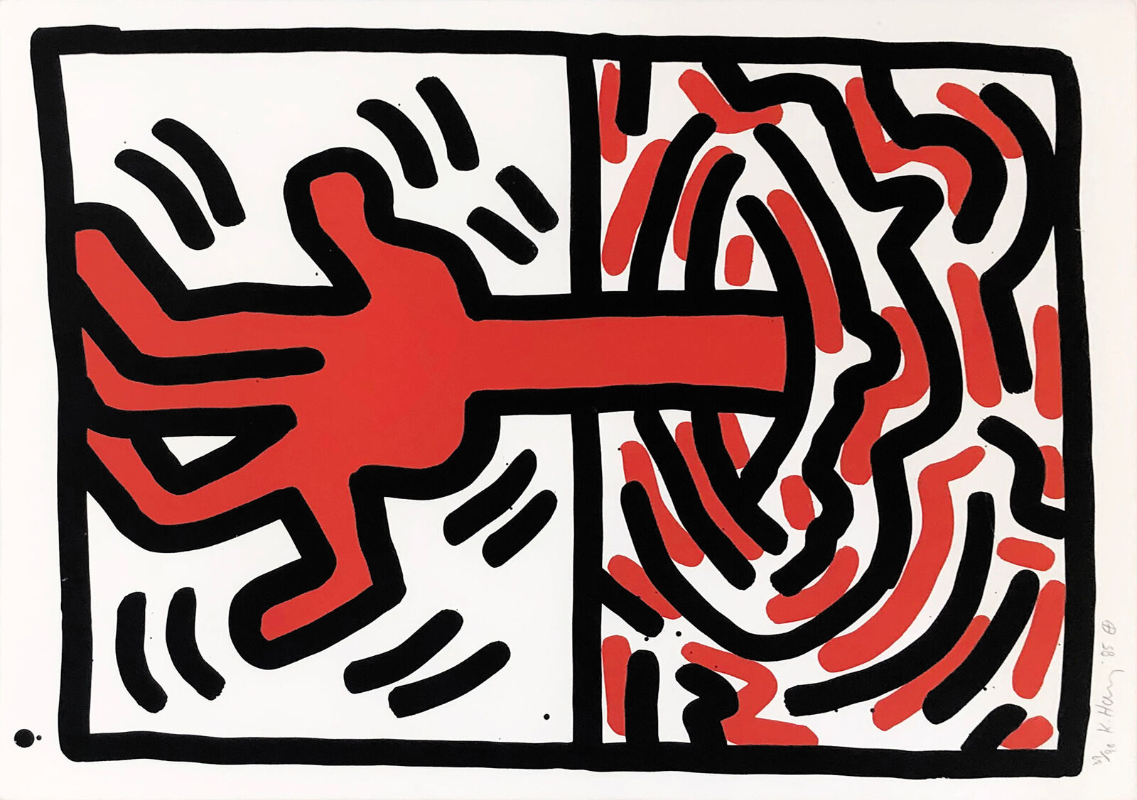 Ludo, Plate 5 (Hand signed Lithograph) by Keith Haring, 1985