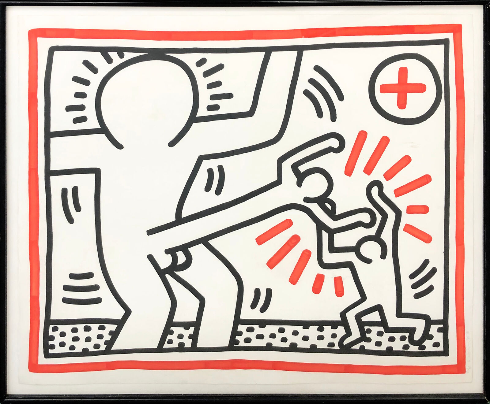 ONE PLATE (FROM THREE LITHOGRAPHS SUITE) by Keith Haring, 1985