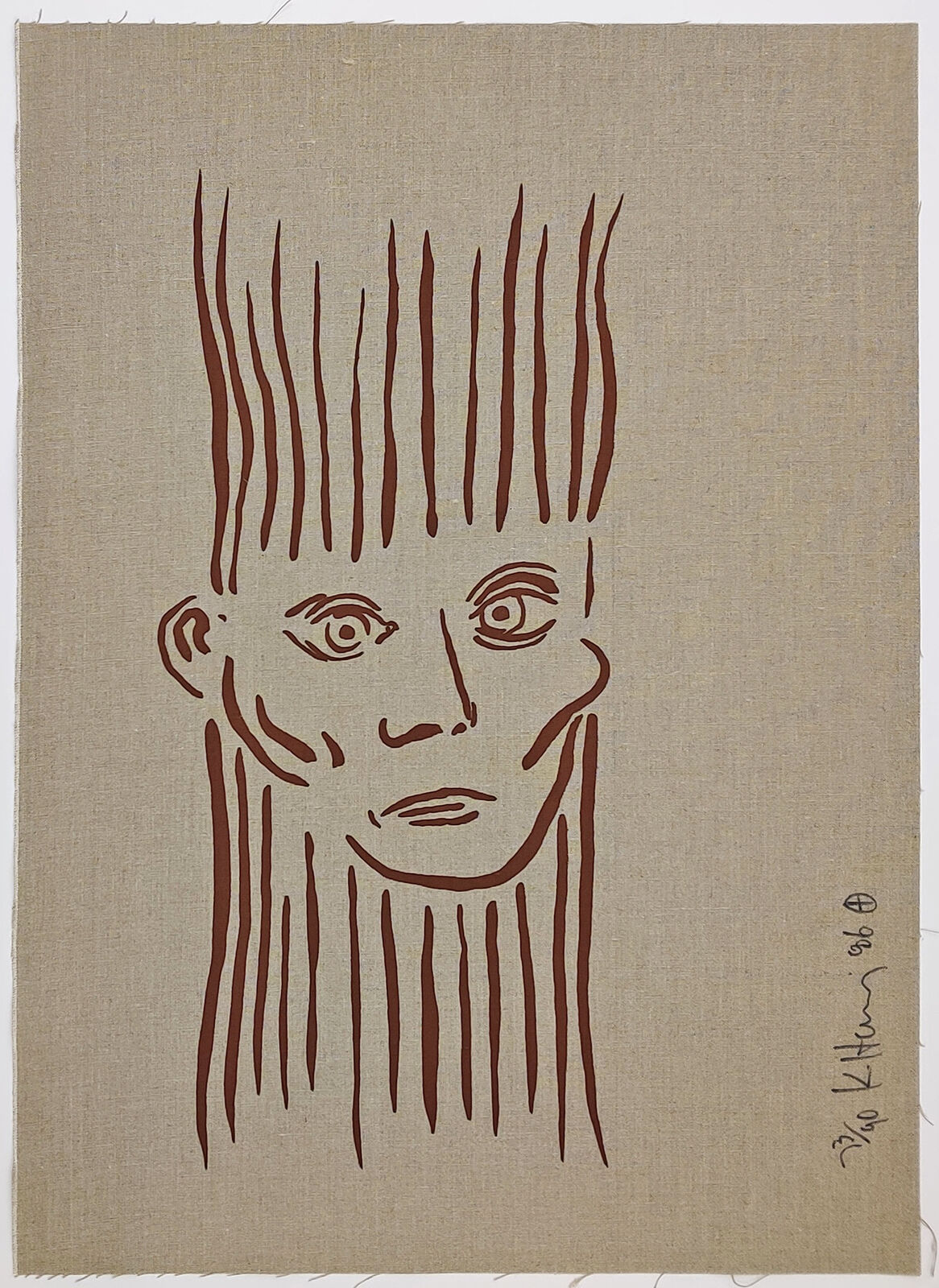 Artwork by Keith Haring, PORTRAIT OF JOSEPH BEUYS, Made of Serigraph On Canvas 