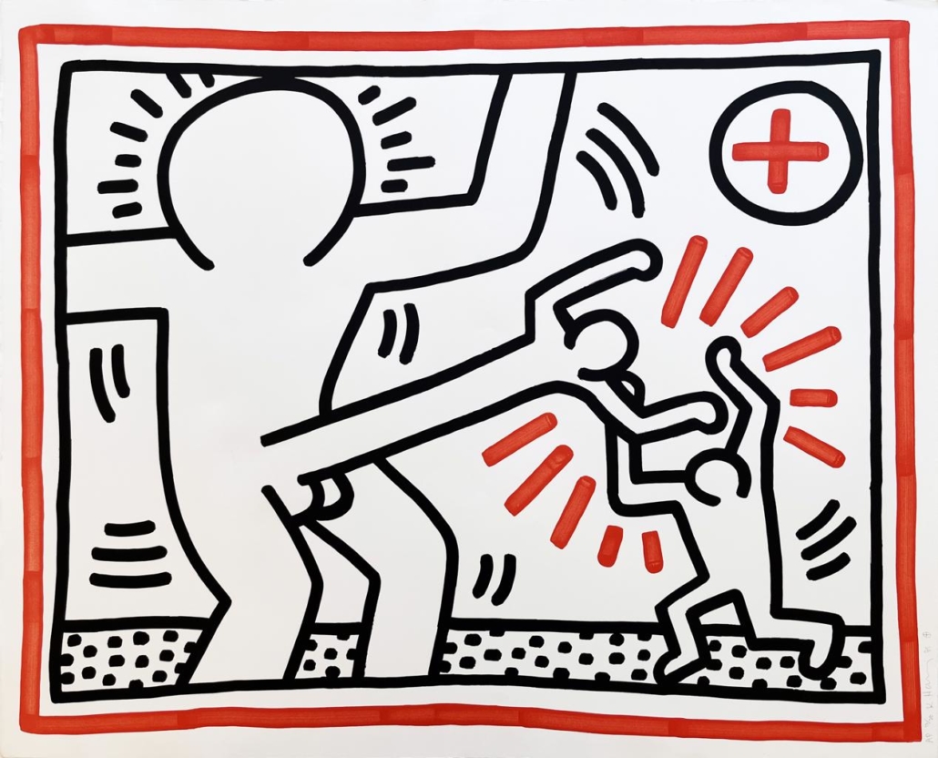 Three Lithographs: One Plate by Keith Haring, 1985