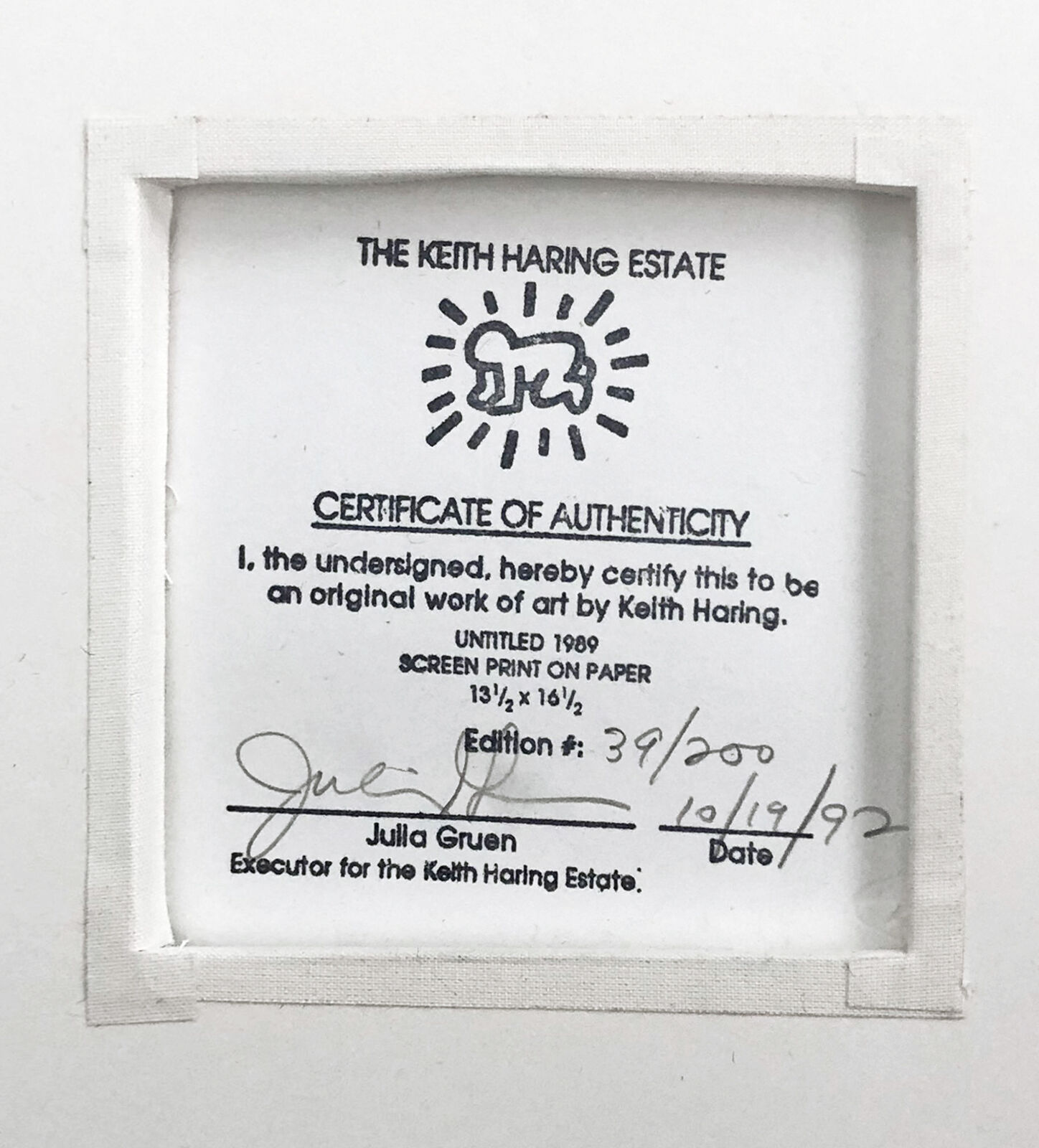Artwork by Keith Haring, "UNTITLED" FROM POP SHOP V, Made of Screen Print 