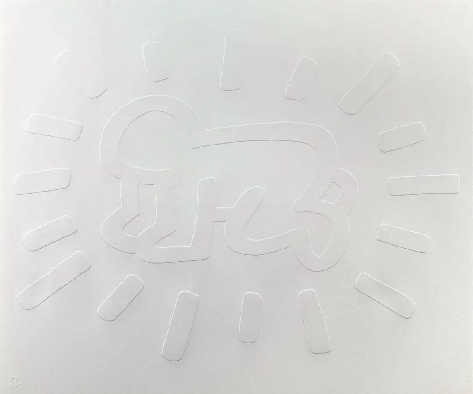 Artwork by Keith Haring, WHITE ICONS (COMPLETE SERIES OF 5), Made of Embossing On Arches Cover Paper 