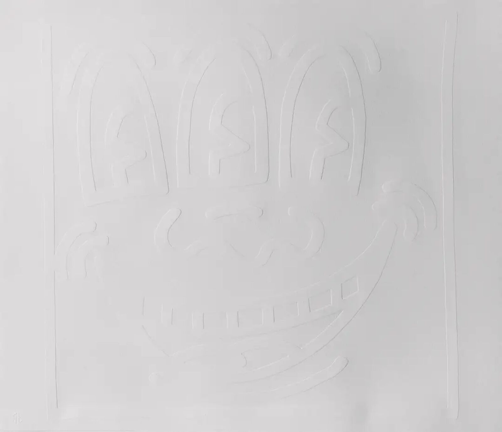 Artwork by Keith Haring, WHITE ICONS (COMPLETE SERIES OF 5), Made of Embossing On Arches Cover Paper 