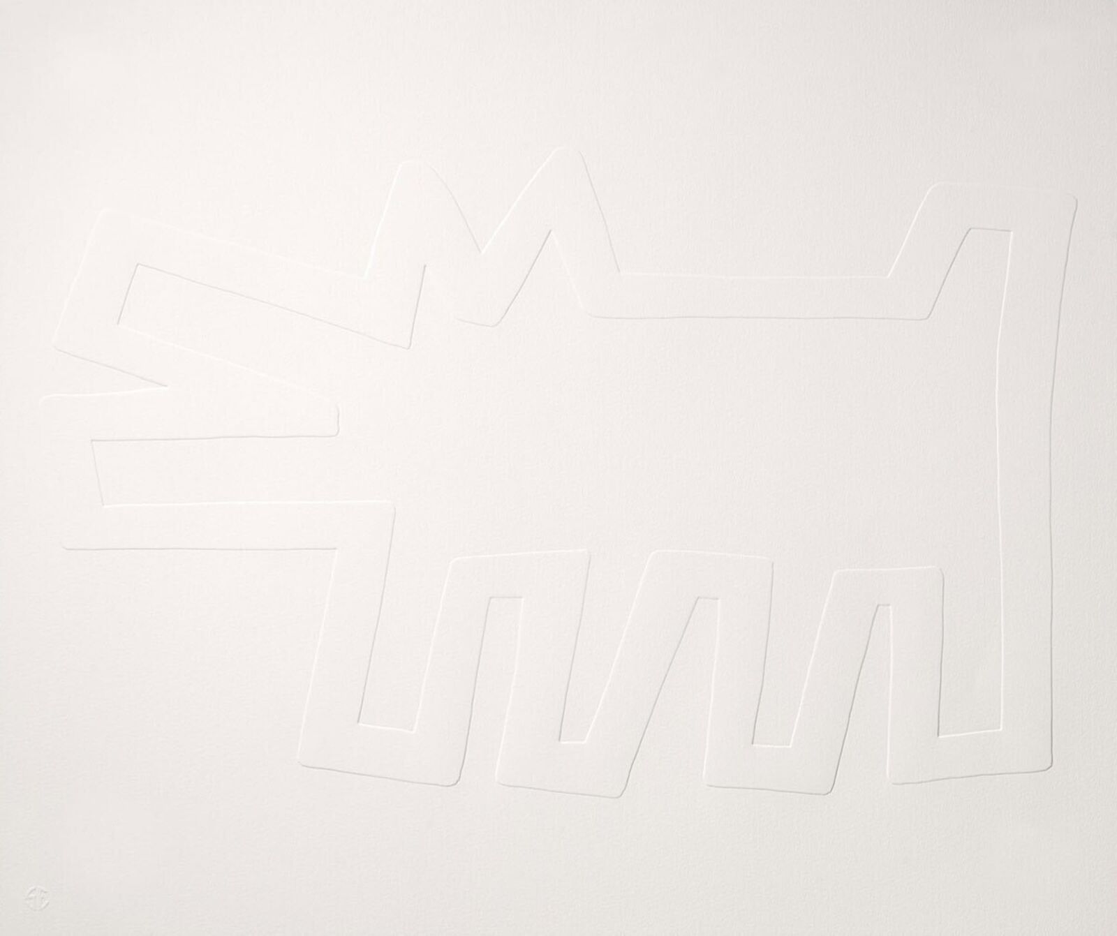 Artwork by Keith Haring, WHITE ICONS (COMPLETE SERIES OF 5), Made of Embossing On Arches Cover Paper 
