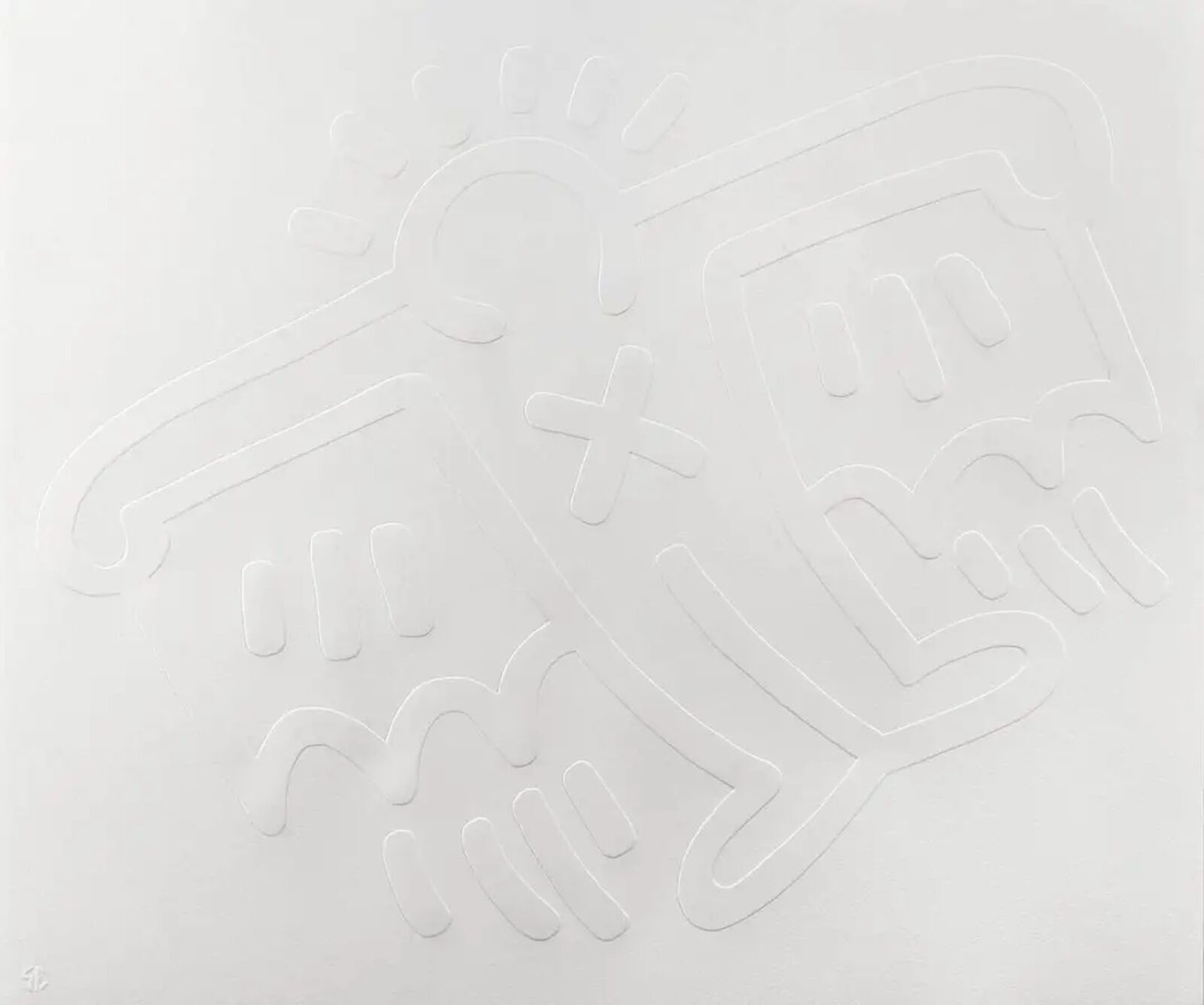 Artwork by Keith Haring, WHITE ICONS (COMPLETE SERIES OF 5), Made of Embossing On Arches Cover Paper 