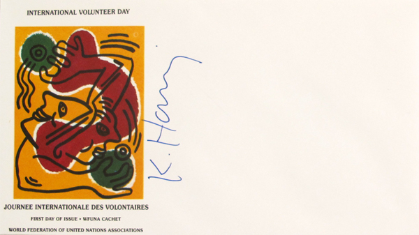 International Volunteer Day Envelope by Keith Haring, 1989