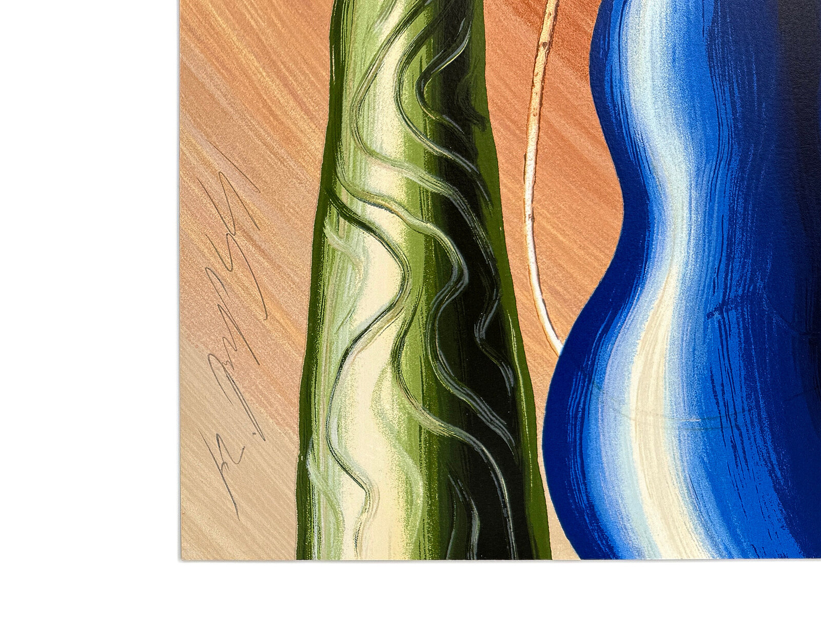 A surreal composition of organic forms and abstract shapes in a dreamlike landscape.