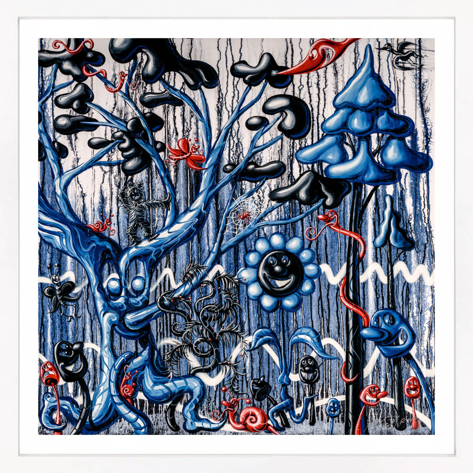 Furungle (Blue), large framed archival print with diamond dust by Kenny Scharf, 2021