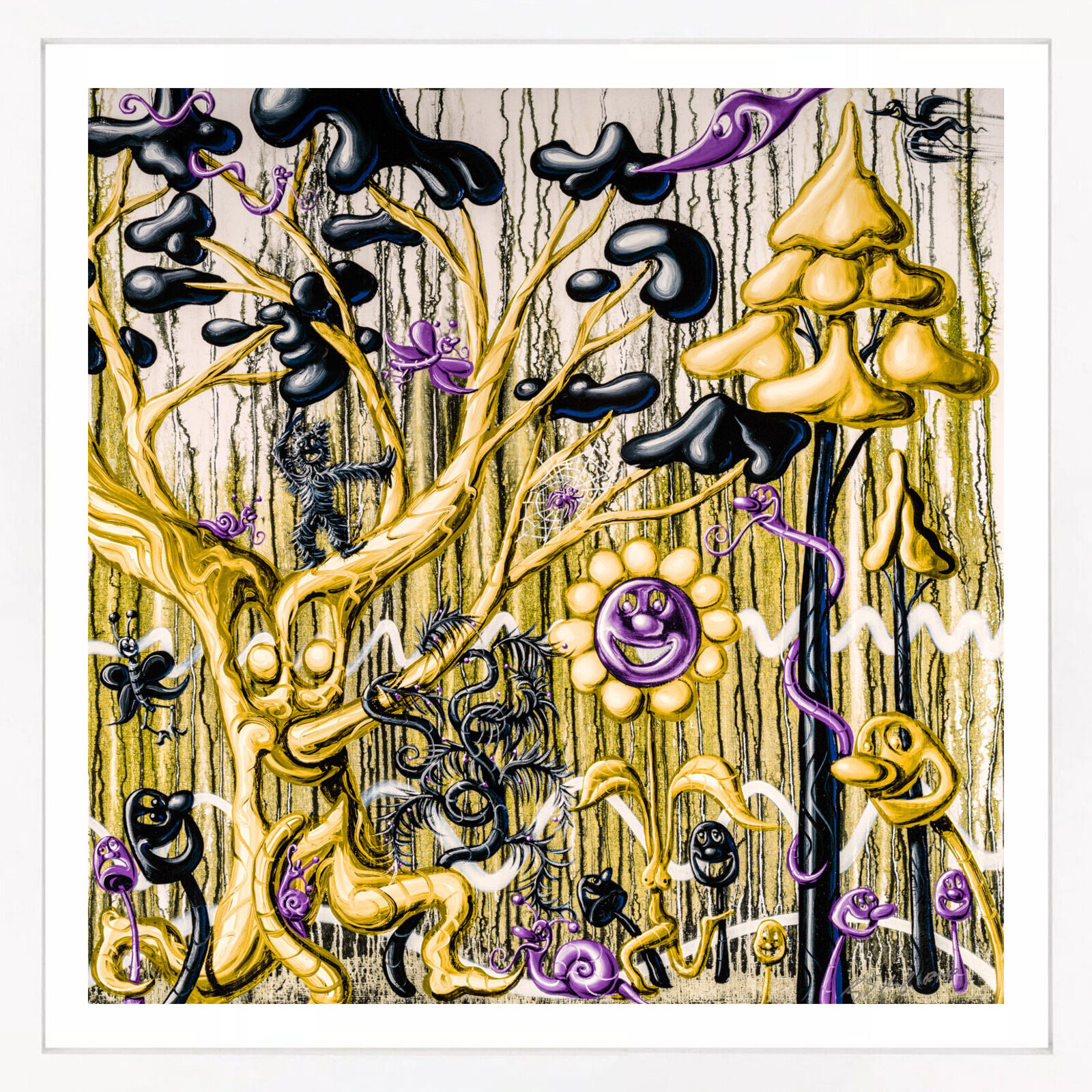 Furungle (Gold), large framed archival print with diamond dust by Kenny Scharf, 2021