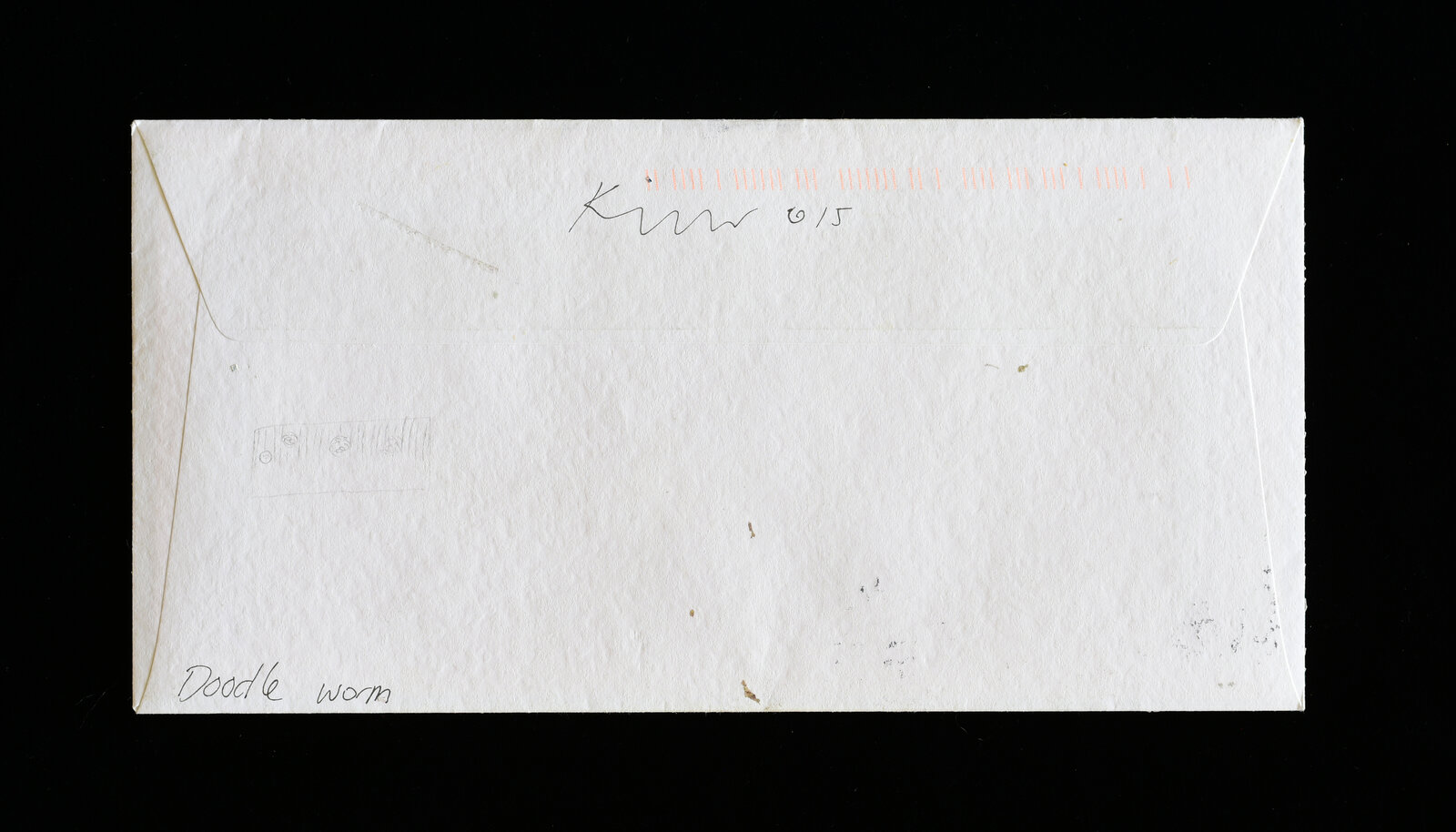 Artwork by Kim Rugg, Doodle Worm, Made of Stamps on Envelope 