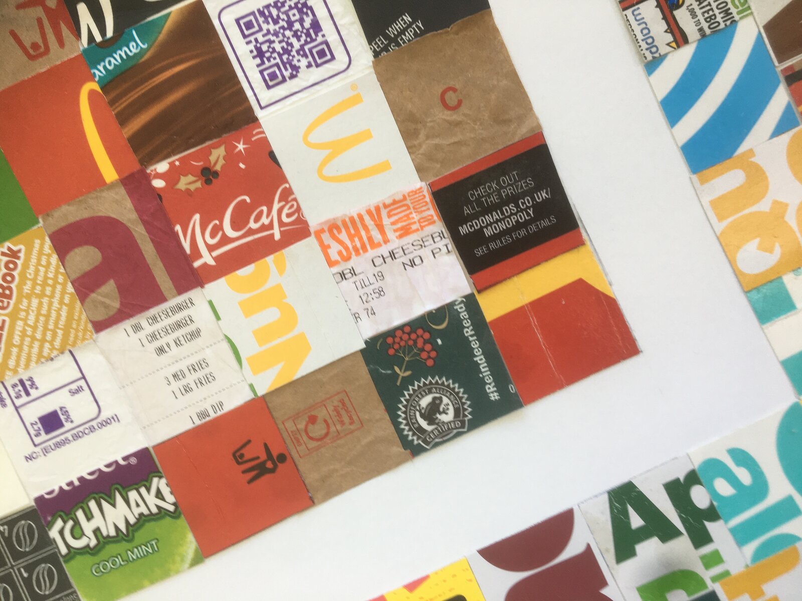 Artwork by Kim Rugg, I'm Lovin It, Made of Litter on paper 