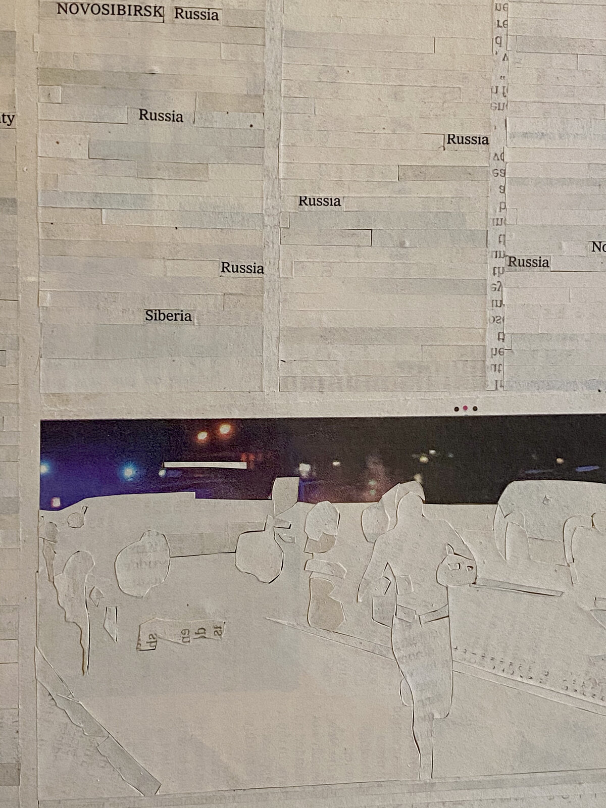 Artwork by Kim Rugg, November 21st #3, Made of Reconfigured Newsprint 