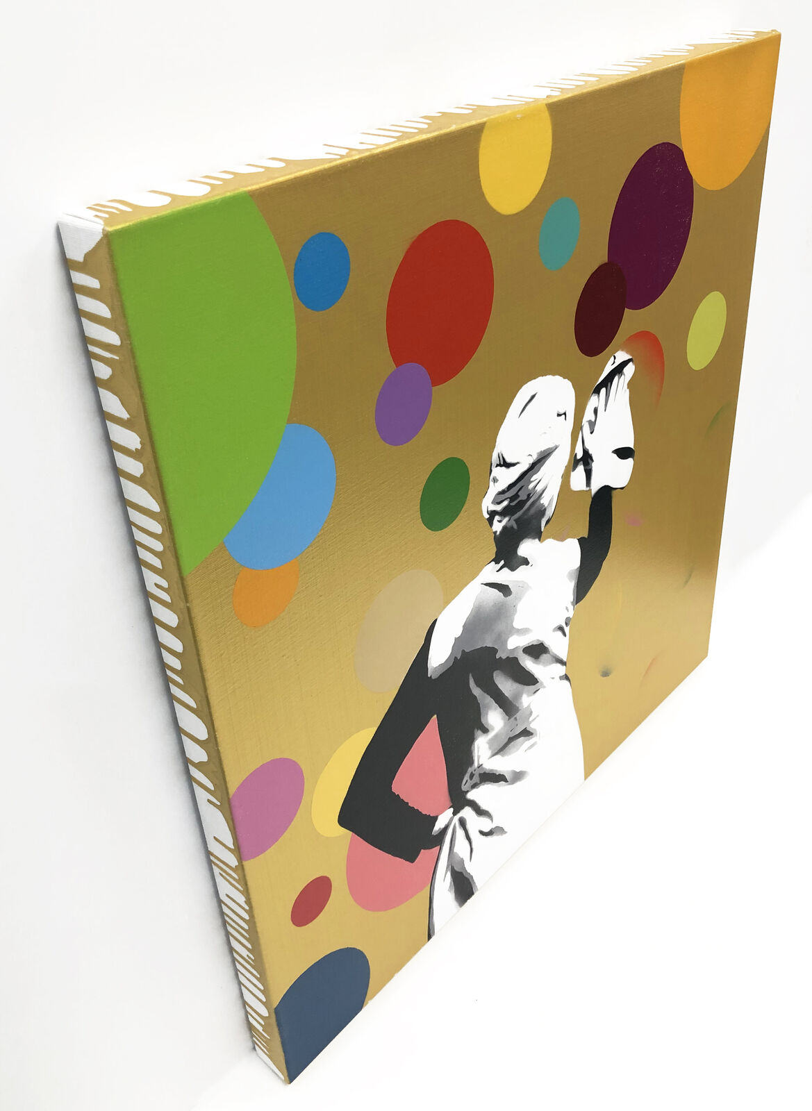 Artwork by Kunstrasen, BUBBLE REMOVER (GOLD), Made of Acrylic And Spray Paint On Canvas 