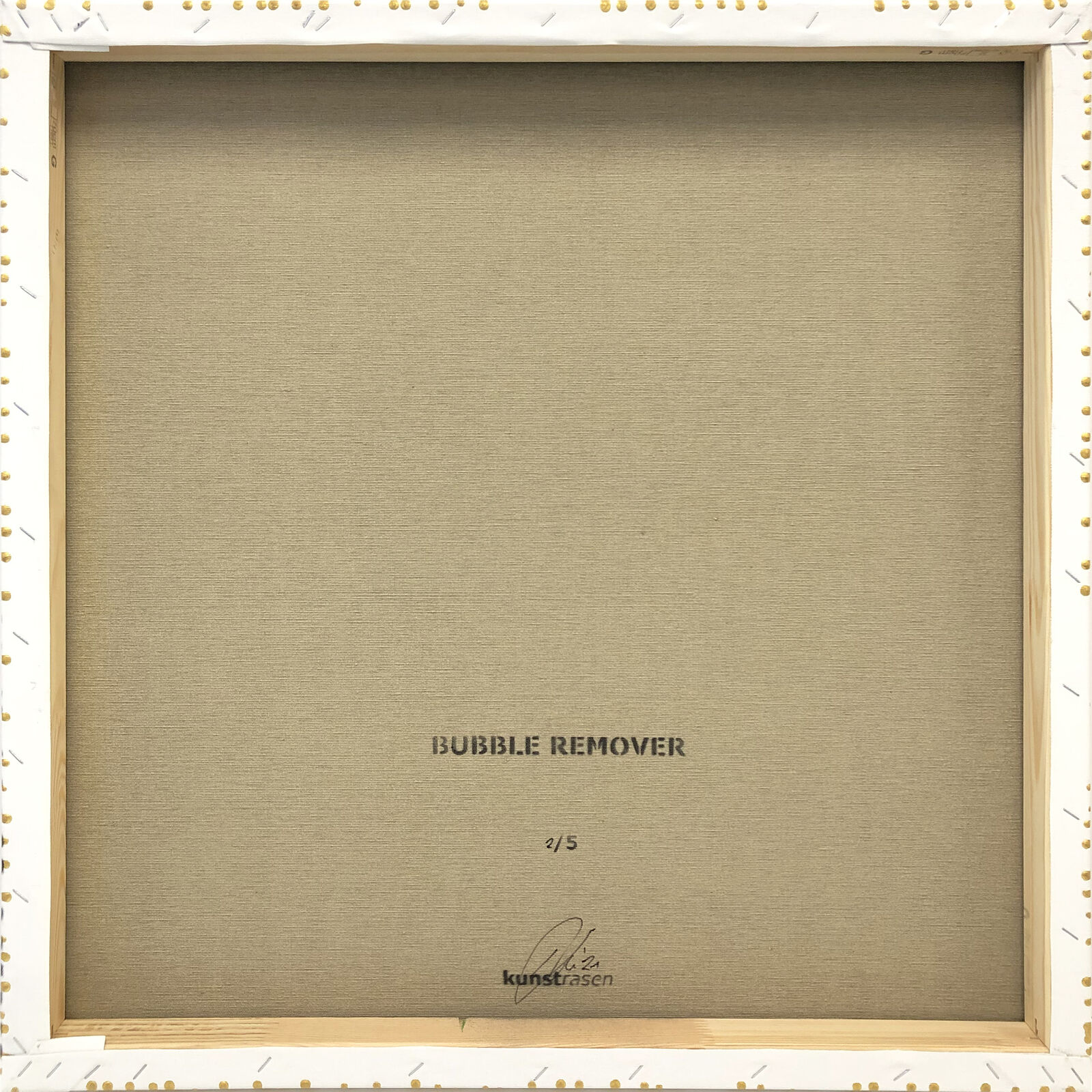 Artwork by Kunstrasen, BUBBLE REMOVER (GOLD), Made of Acrylic And Spray Paint On Canvas 