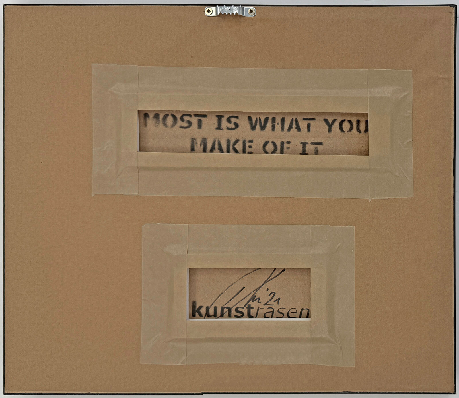 Artwork by Kunstrasen, Most Is What You Make Of It, Made of Spray paint and stencil on cardboard 