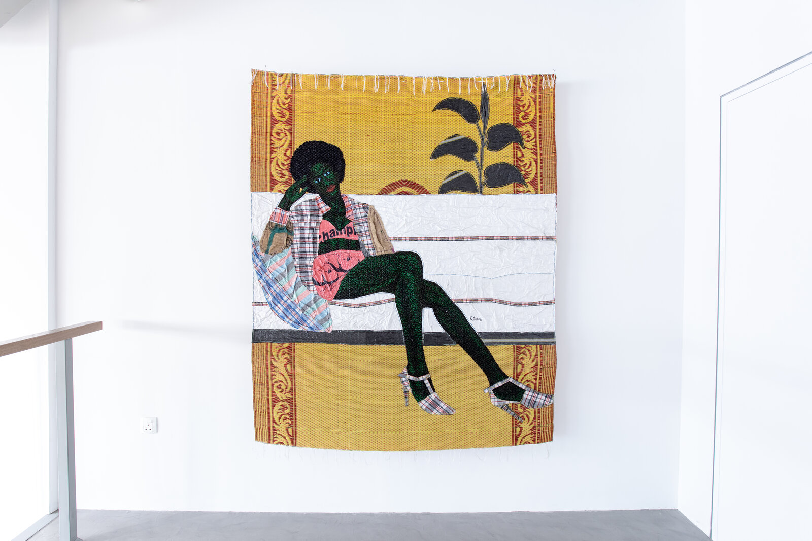 Artwork by Kwaku Yaro, Adwoa Fowaa, Made of Acrylic, woven nylon and burlap on polymer 