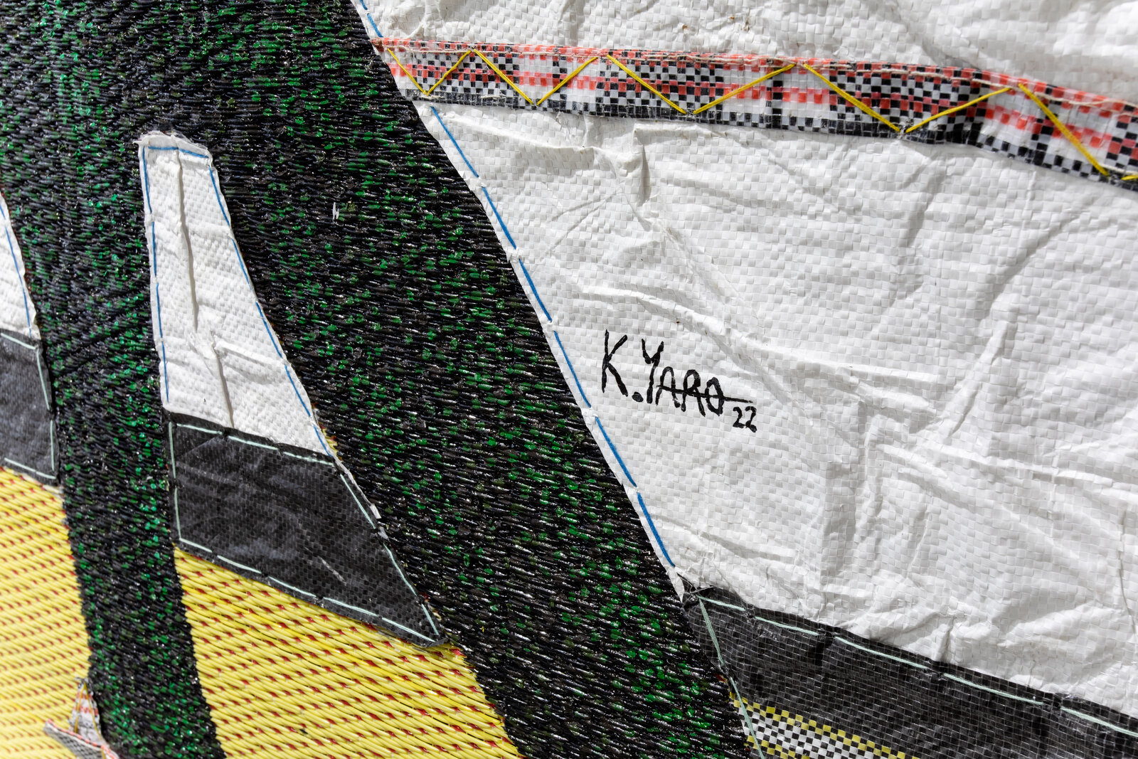 Artwork by Kwaku Yaro, Adwoa Fowaa, Made of Acrylic, woven nylon and burlap on polymer 