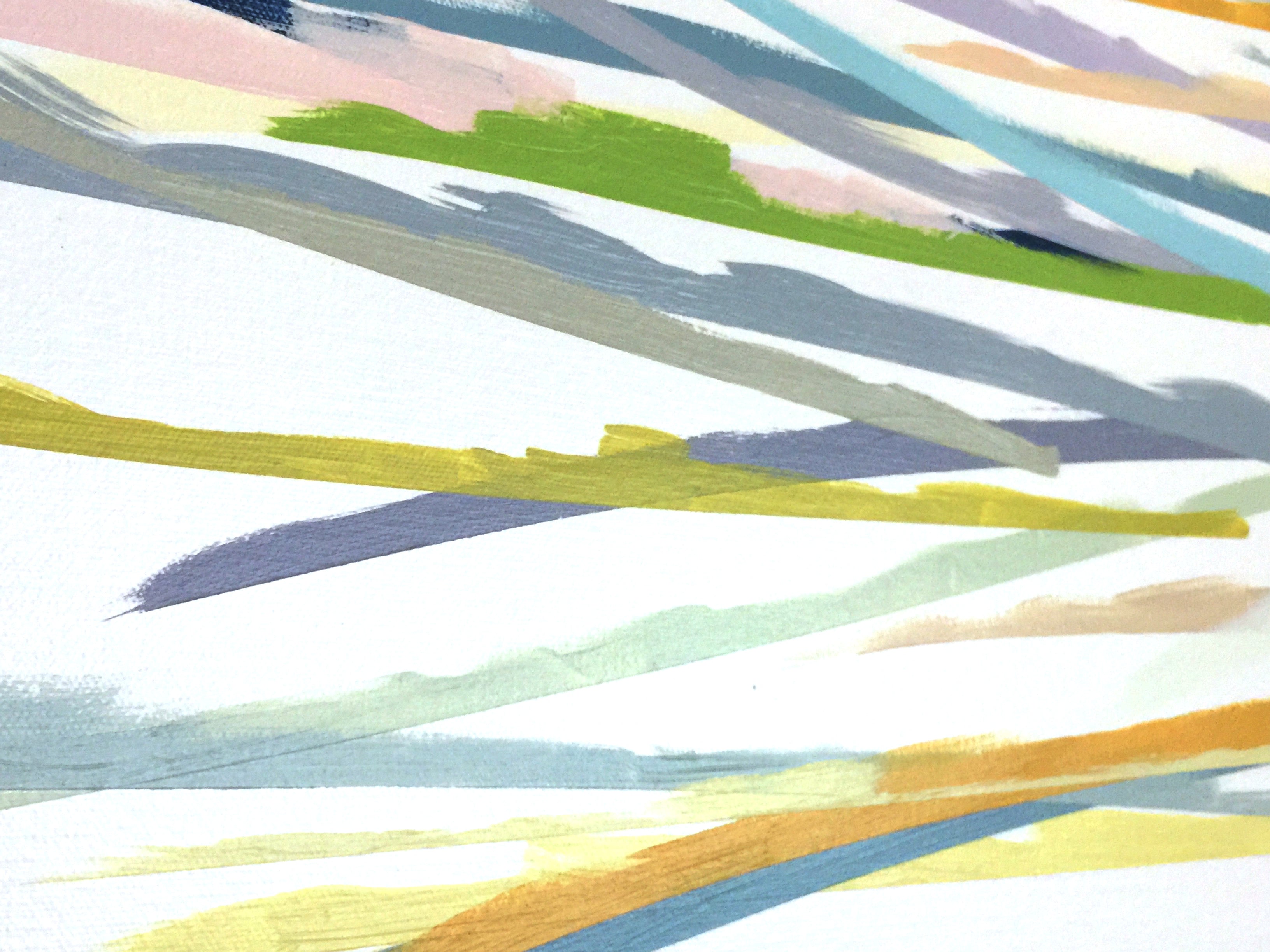 A painting of colorful lines on a white background.