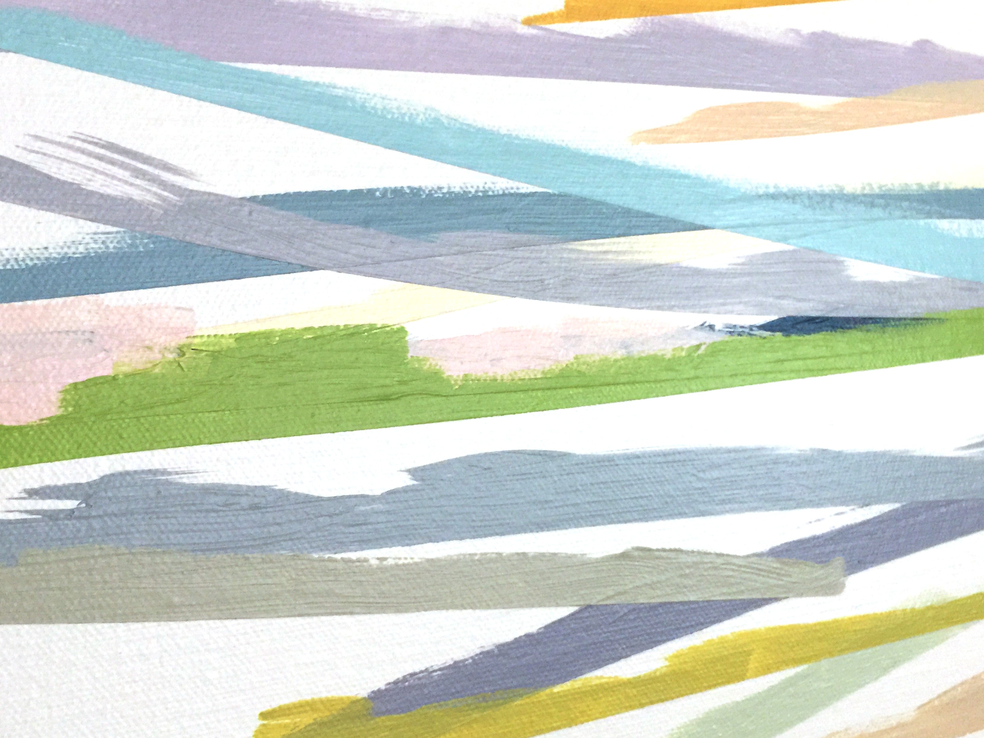 A painting of colorful lines on a white background.