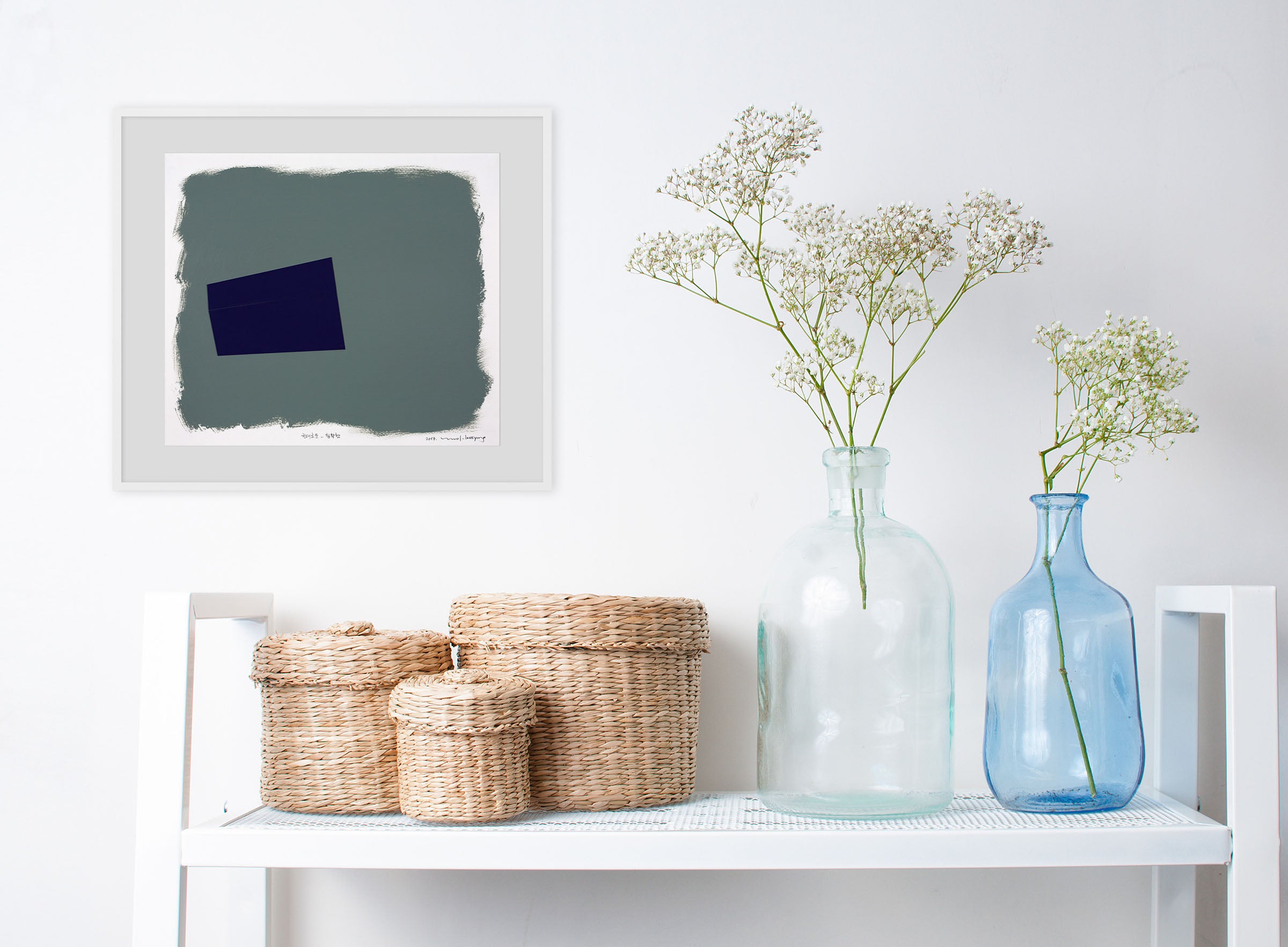 Artwork by Lee Kyong, Eckige Masse 045, Made of Acrylic collage on Fabriano-pittura 