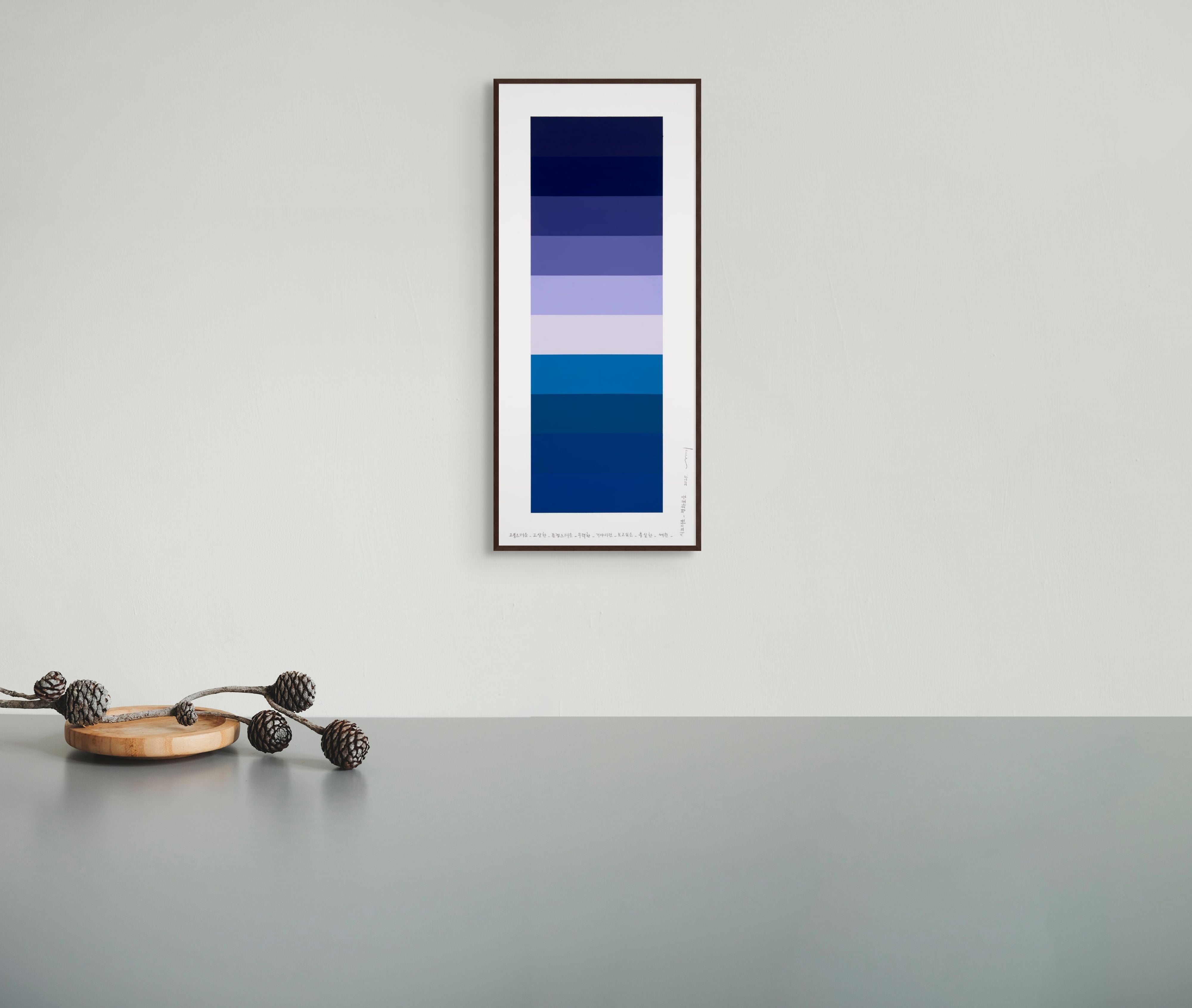 A blue and purple color palette with a white frame.