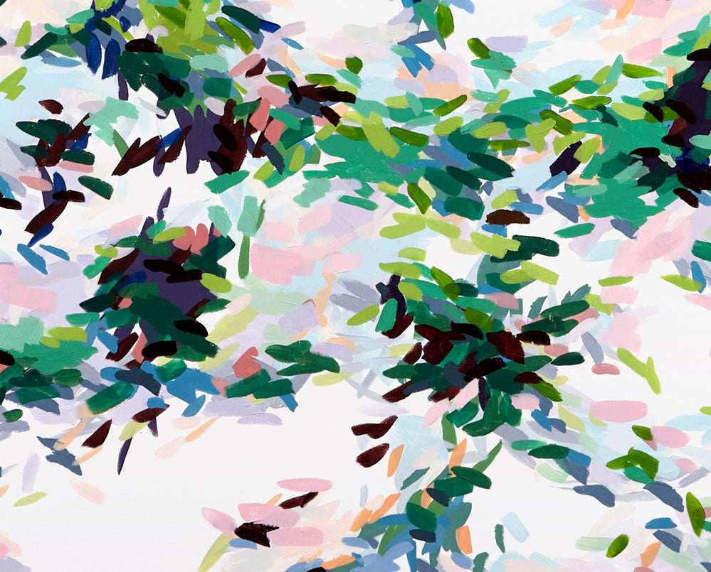 A painting of a tree with lots of leaves on it.