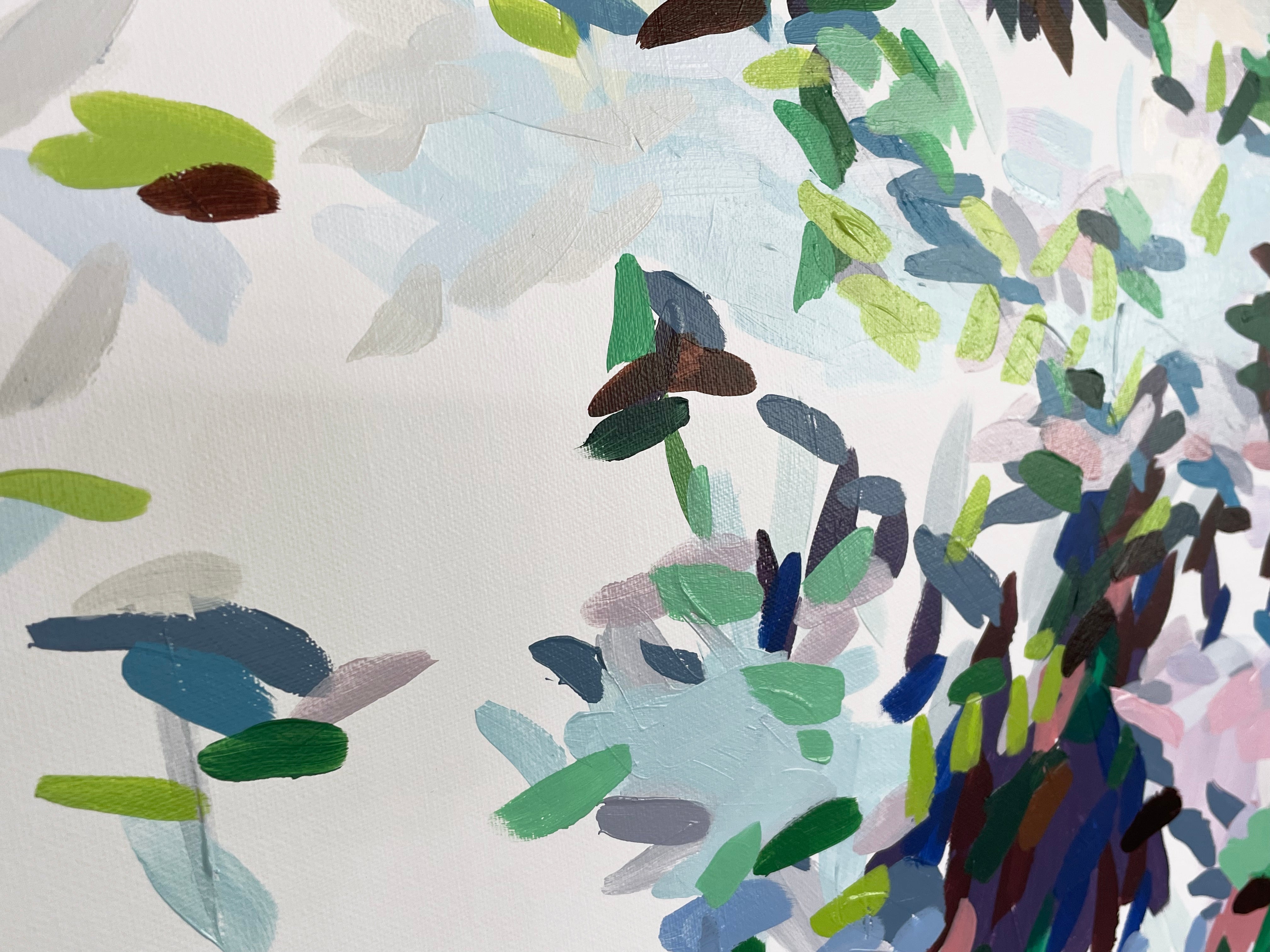 A painting of a tree with lots of leaves on it.