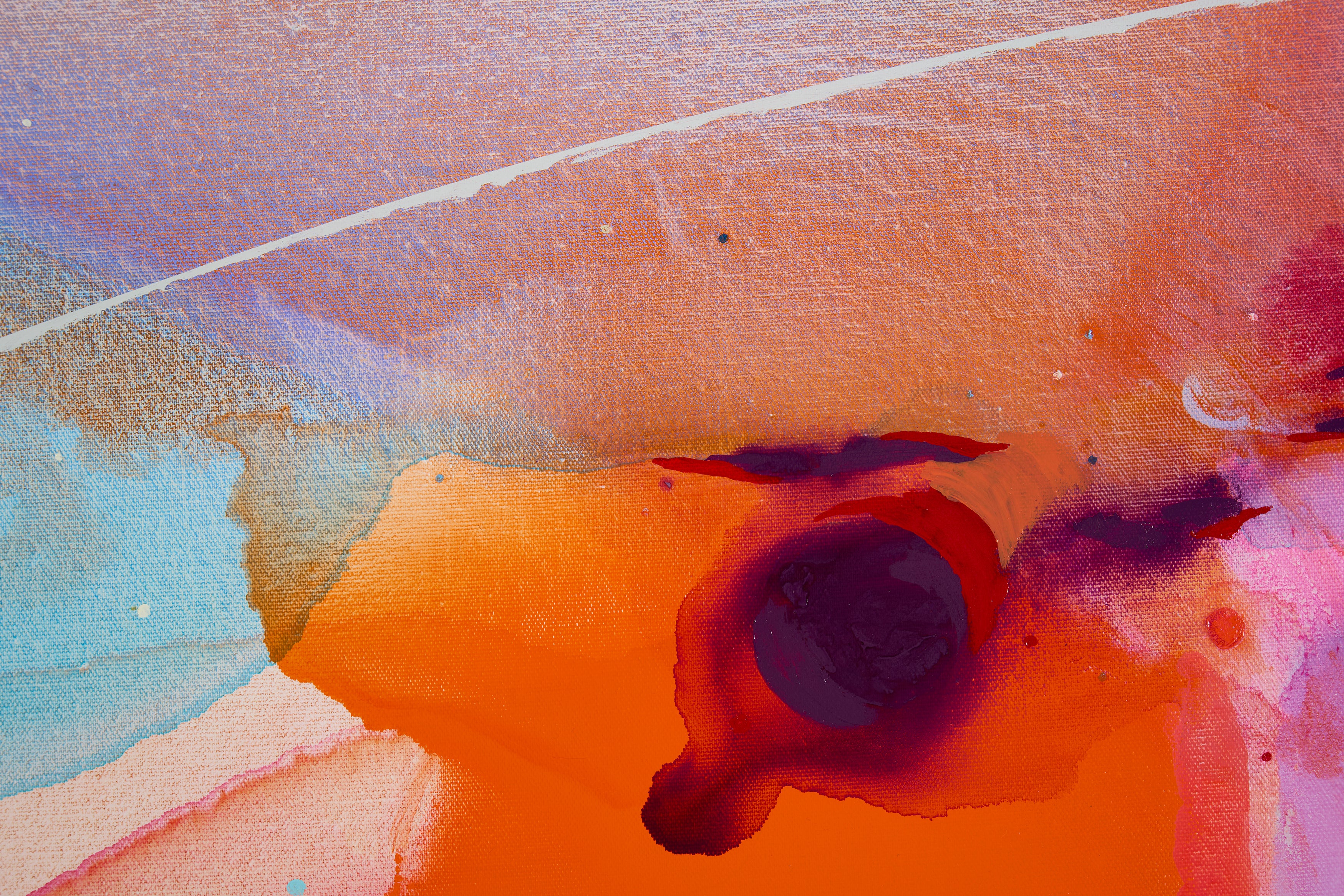 A colorful abstract painting on a white background.