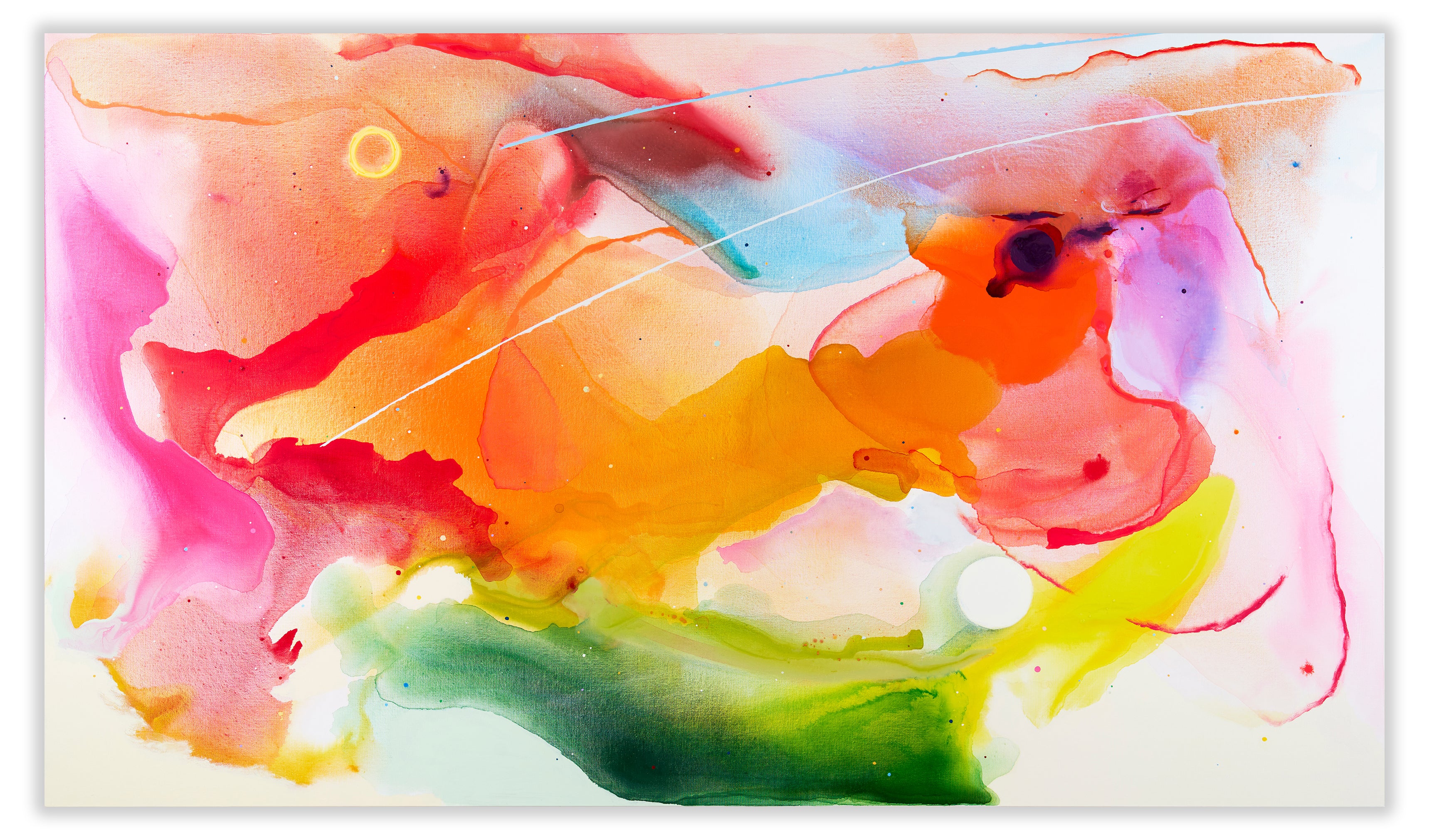 A colorful abstract painting on a white background.